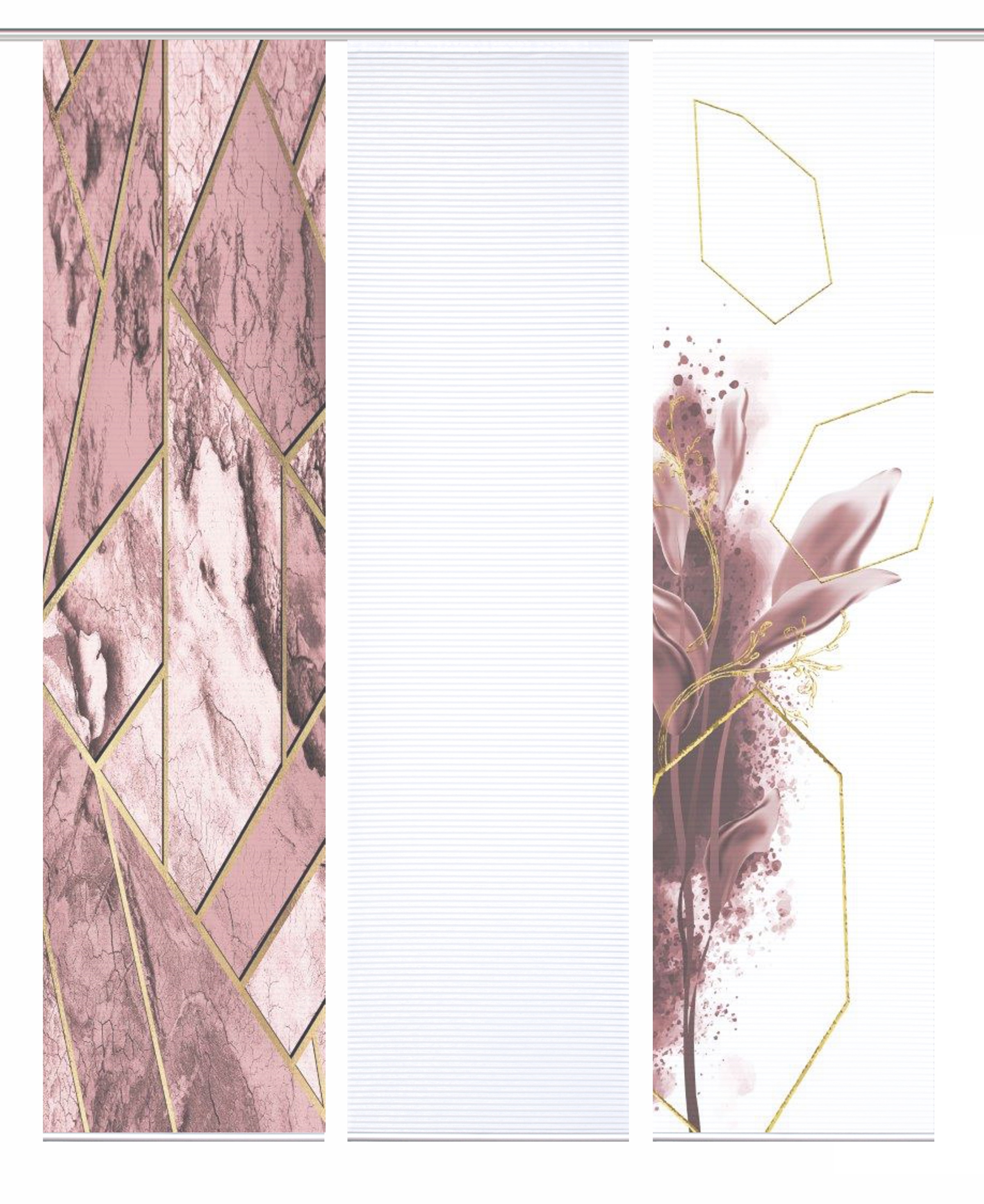 Thumbnail - HOME in green Schiebegardine "SIGNUM" Paneelwagen 3 Stk. tlg. SET DIGITALDRUCK,BAMBUSOPTIK RECYCELT