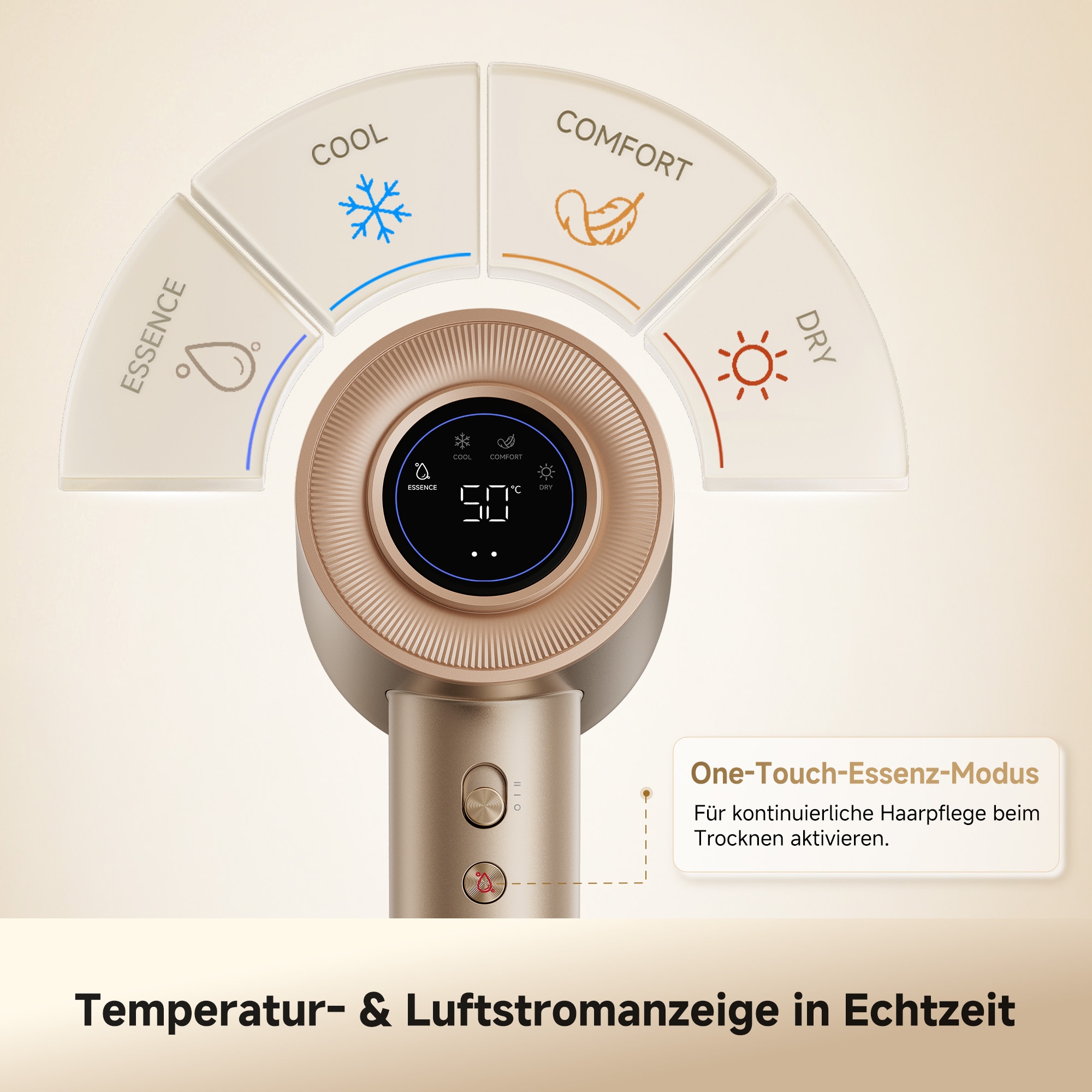 Dreame Haartrockner »Miracle Essence« 1.600 W 2 Aufsätze Essenz-Mikronebel, Rotlichtpflege, Anti-Frizz-Ionen
