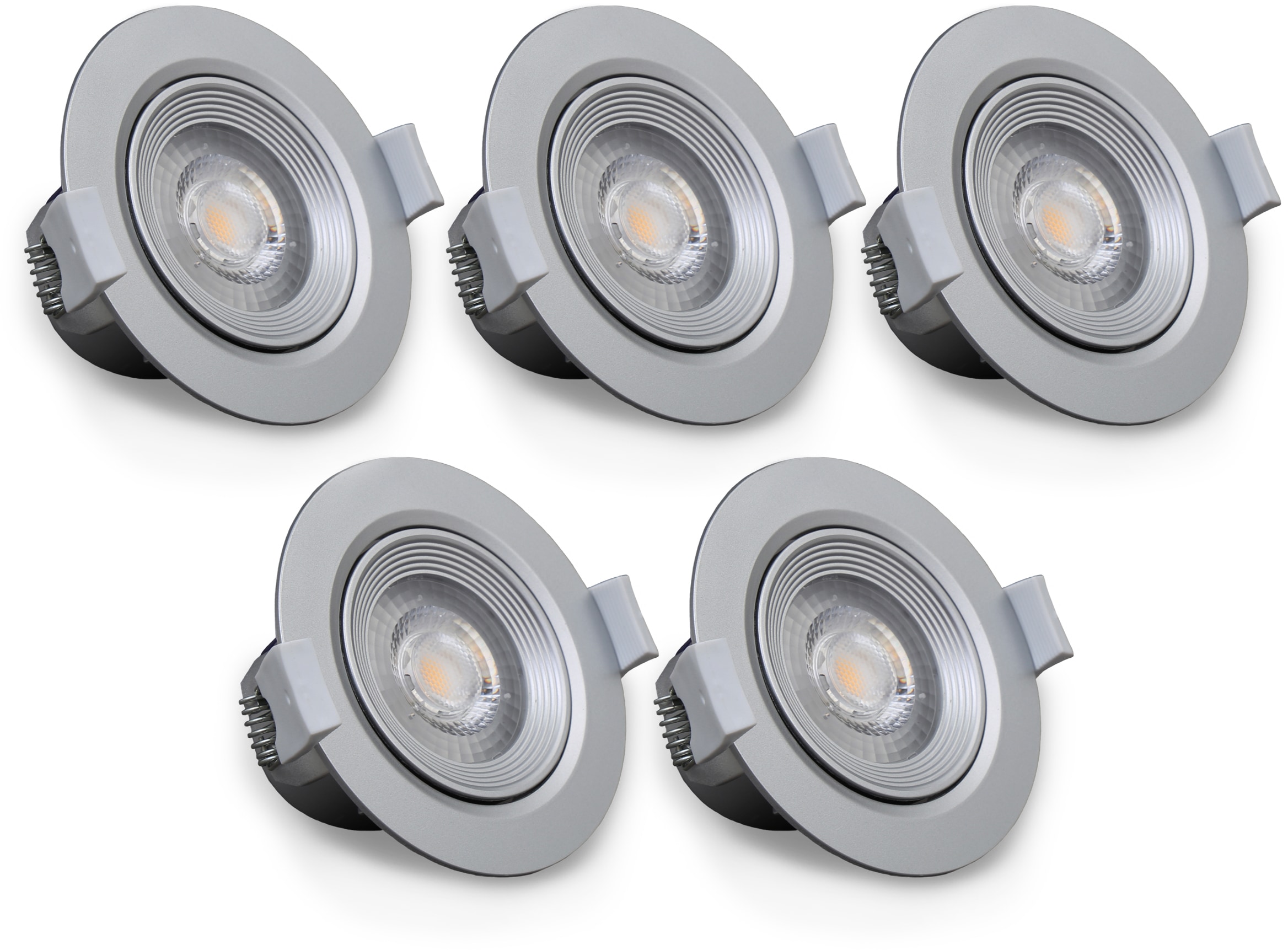 B.K.Licht LED Einbauleuchte »Alcor«, 5 flammig, Leuchtmittel LED-Board | LED fest integriert, LED Einbaustrahler, Spots, Strahler, Panel, flach, Einbauleuchte, 90mm