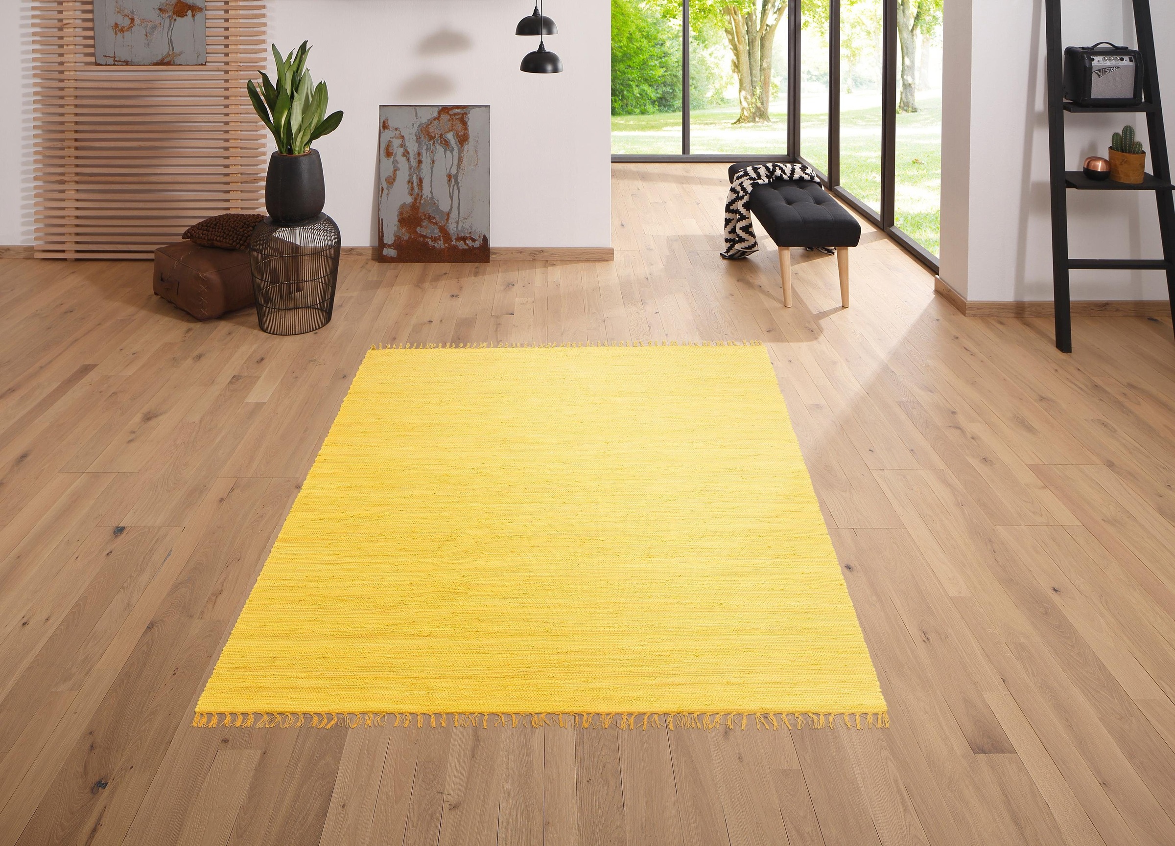 OTTO home Teppich "Ares" rechteckig 5 mm Höhe Uni Farben, handgewebt, mit F günstig online kaufen