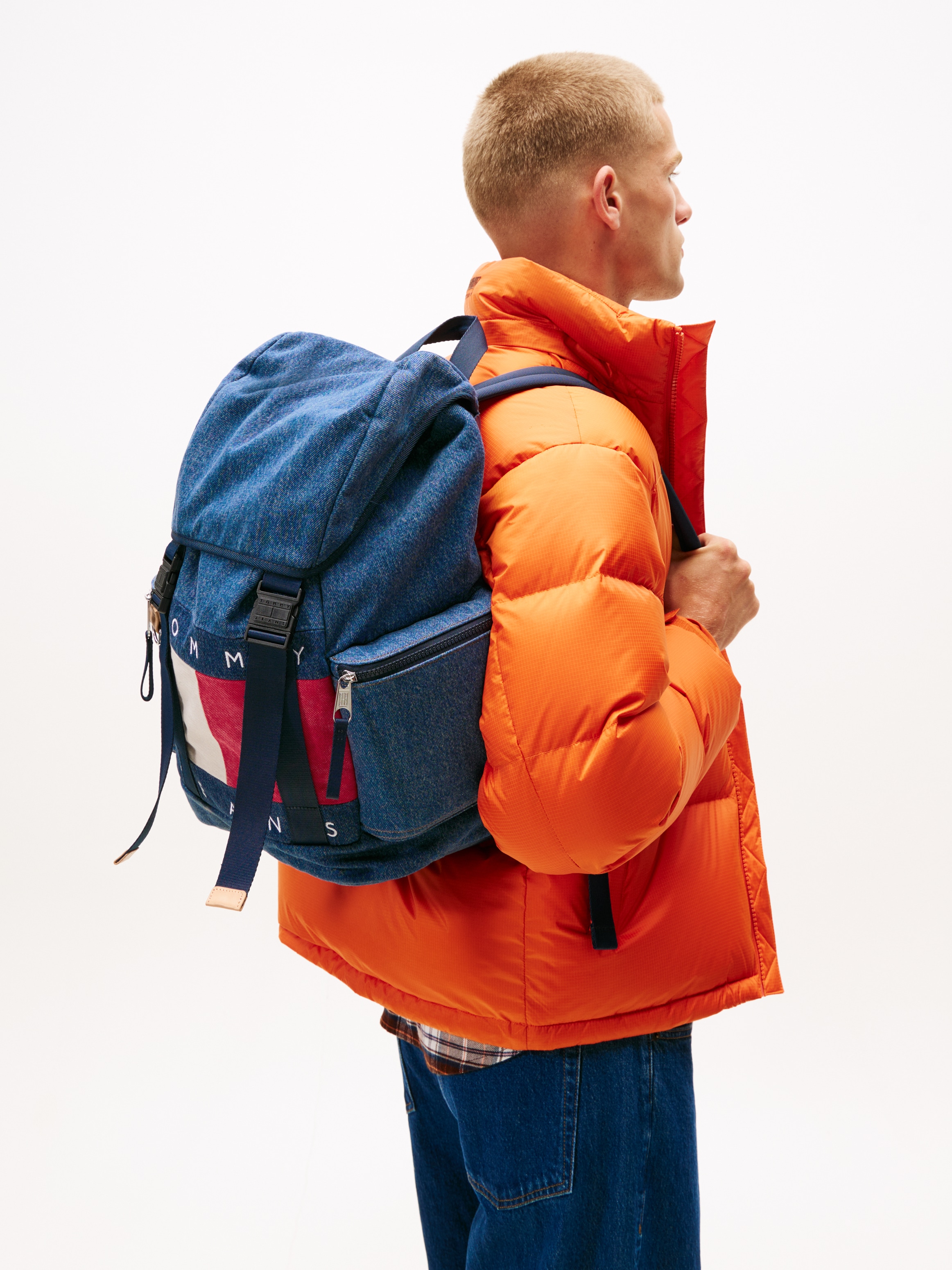 Tommy Jeans Rucksack »TJM ARCHIVE DENIM BACKPACK«, Men Travelrucksack mit zwei Reißverschluss-Seitentaschen