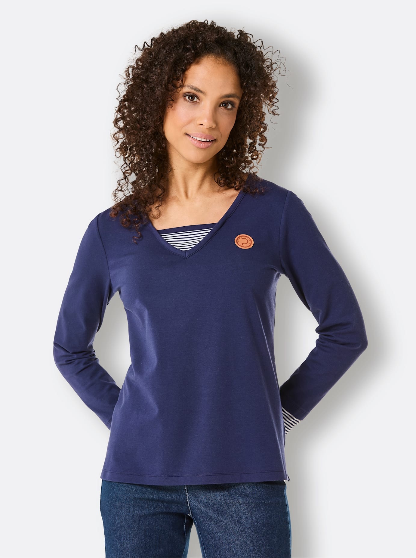 CREATION L PREMIUM Langarmshirt "Pima-Baumwoll-Shirt" 1 Stk. tlg. günstig online kaufen