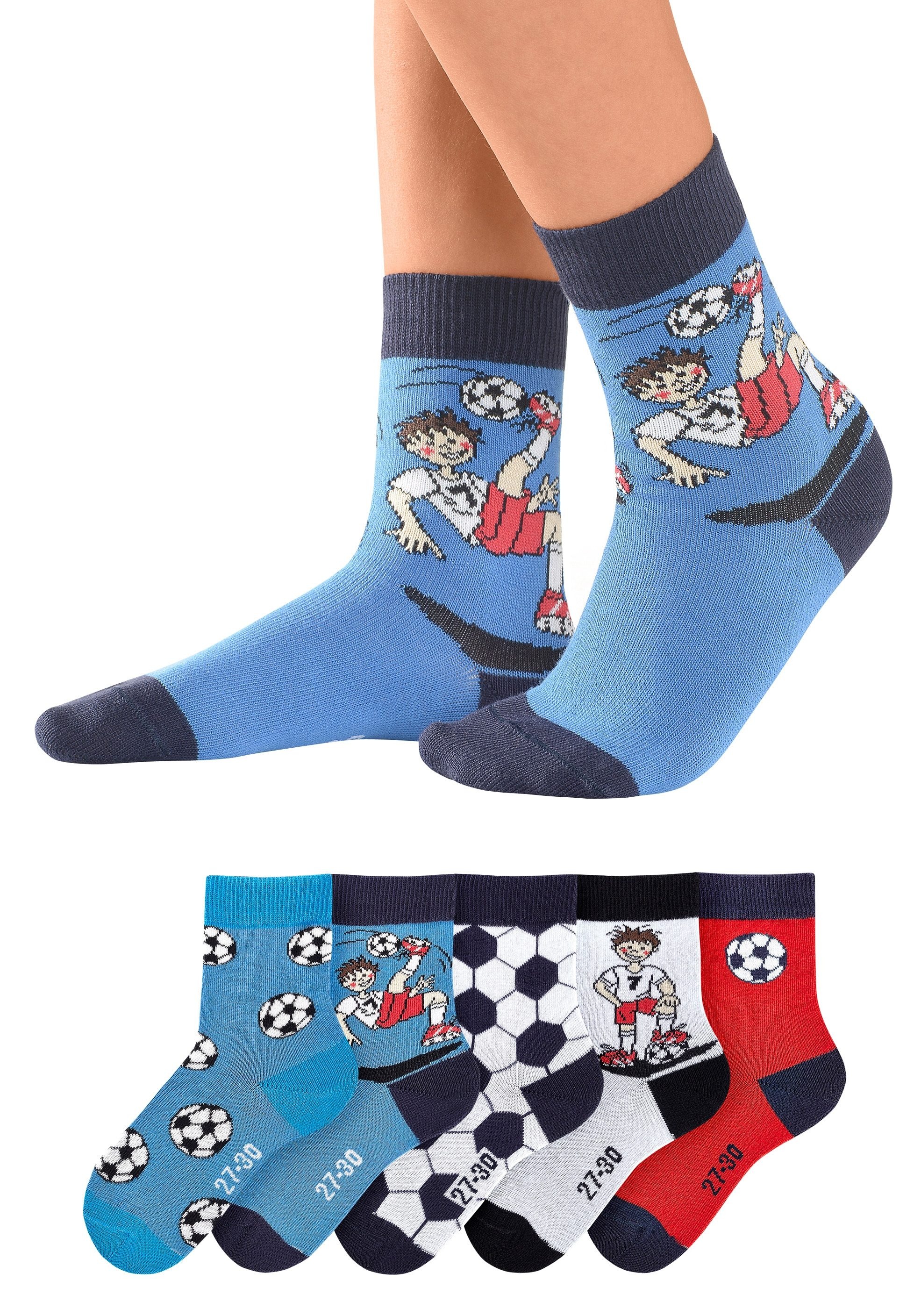 H.I.S Socken Packung, 5 Stk. tlg. mit Fußballmotiven günstig online kaufen