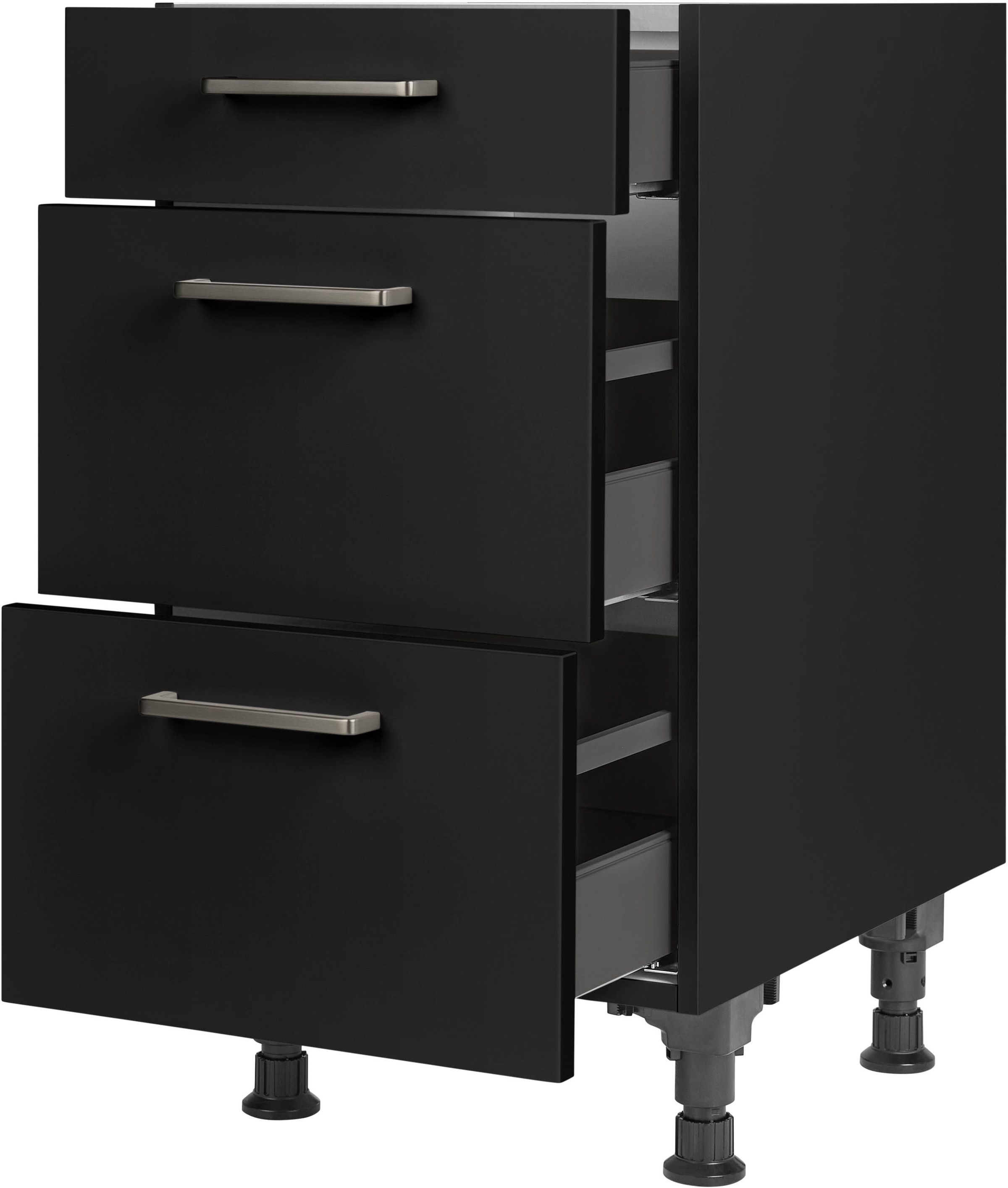 nobilia® Unterschrank »"Touch", vormontiert, mit höhenverstellbaren Sockelfüßen, in den«, Breiten 30, 45, 60 und 90 cm, mit Schubkasten und Auszügen