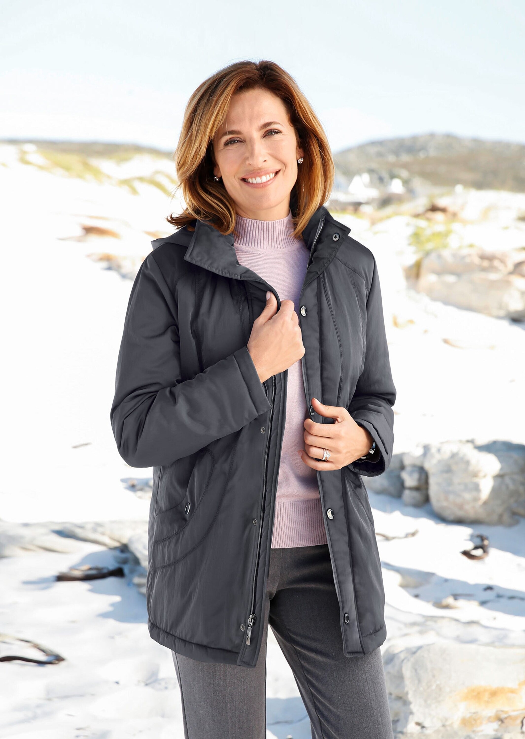 GOLDNER Winterjacke »Jacke mit Kapuze in dezenter Crashstruktur« Warmes Steppfutter