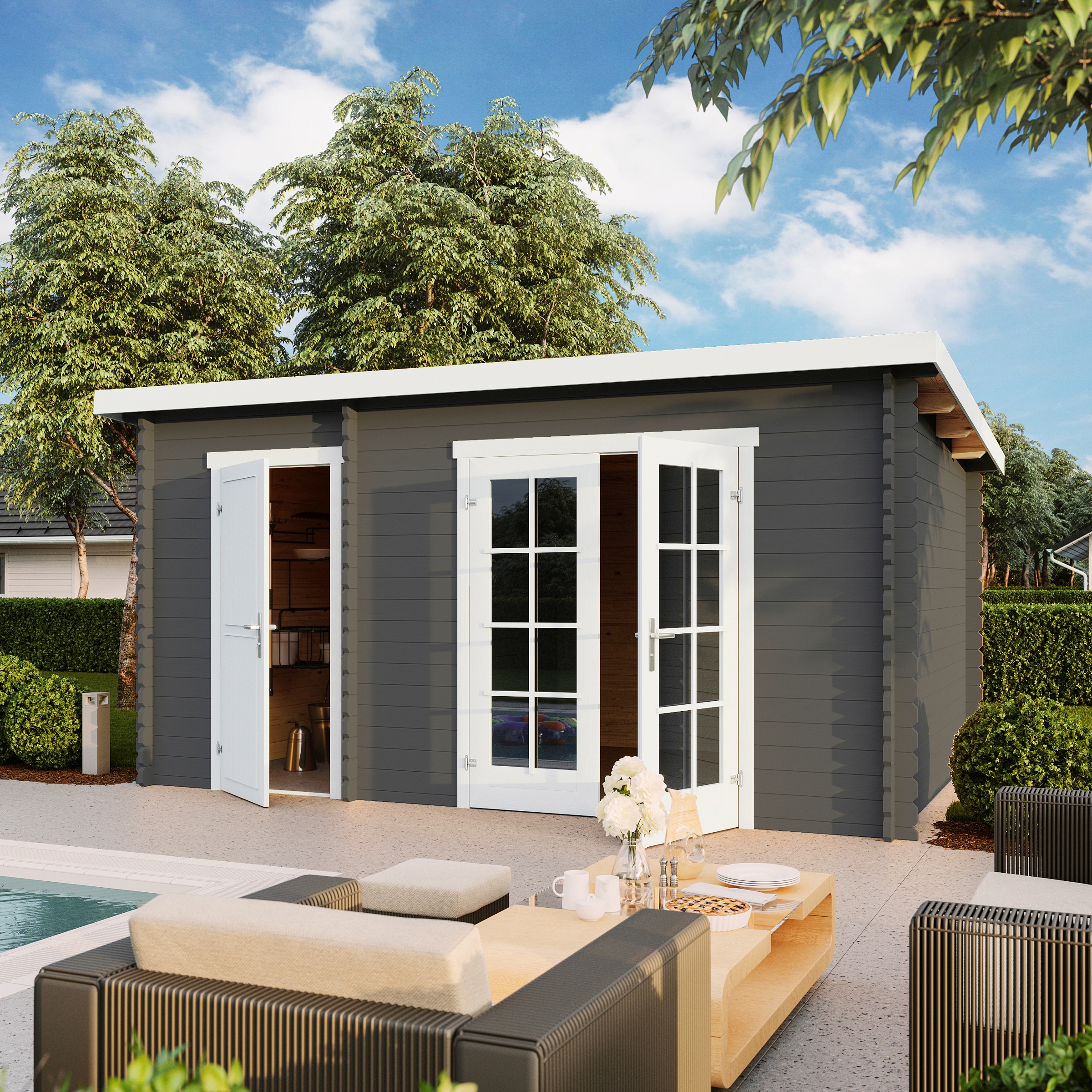 LASITA MAJA Gartenhaus "Belmont 2" Blockbohlenhaus 28mm, 2-Raum