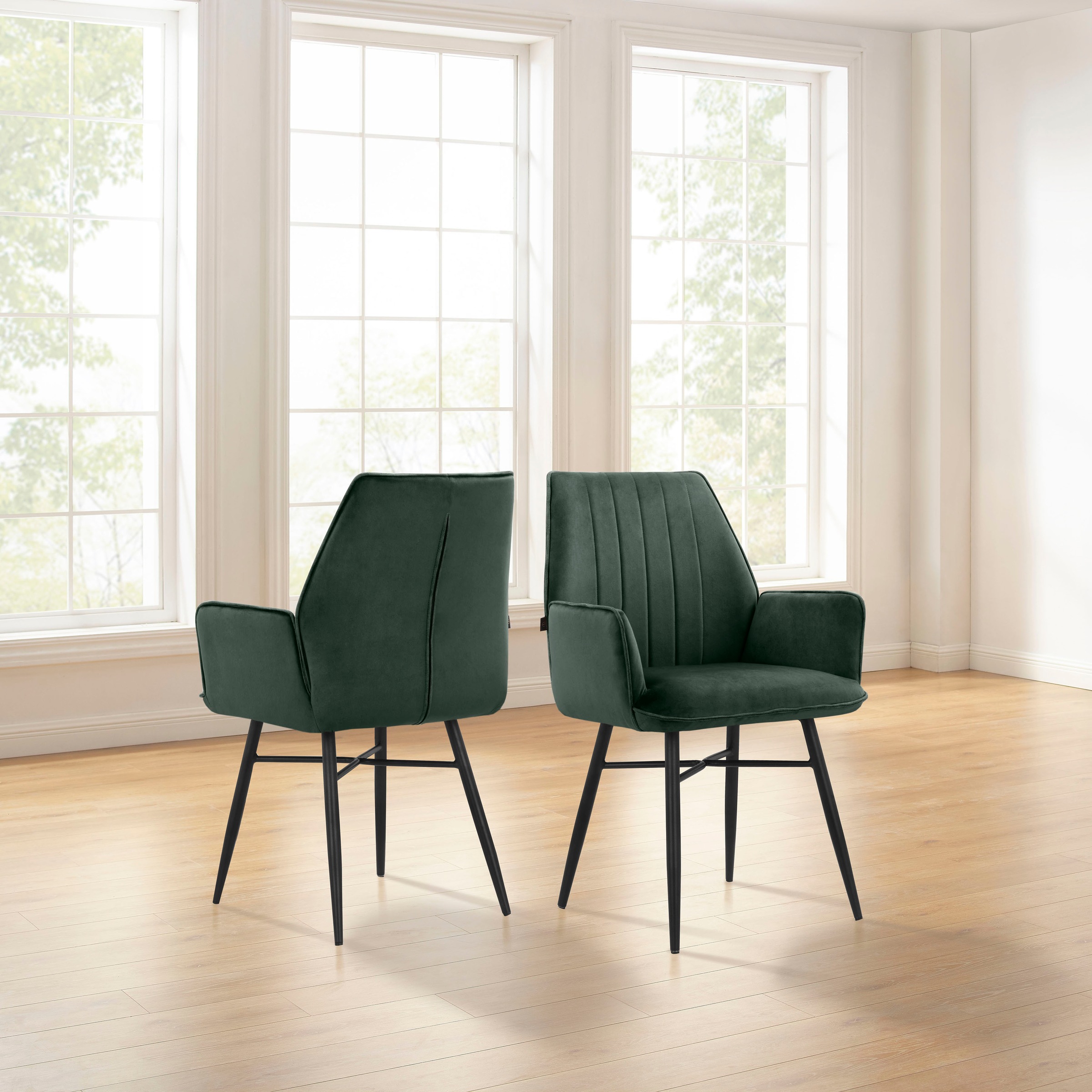 Leonique Esszimmerstuhl »Hrodwyn«, 2 St., Veloursstoff, Sitz gepolstert, mit horizontale Nähten am Rücken, Sitzhöhe 52 cm