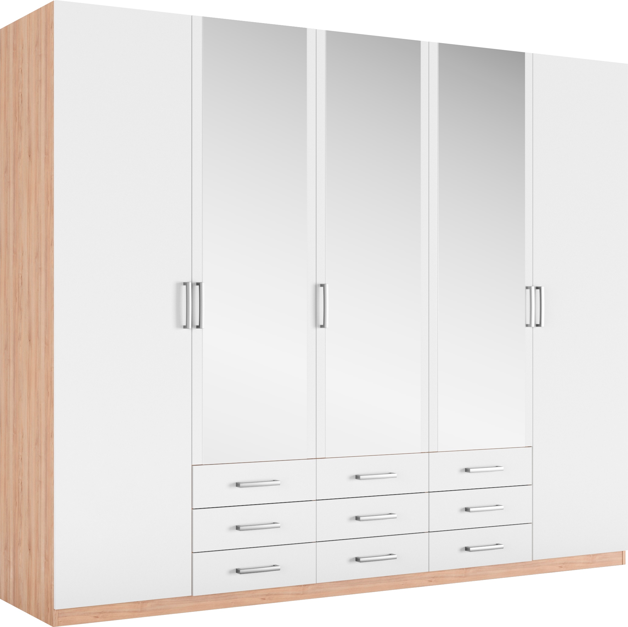 priess Kleiderschrank "Amsterdam, viel Stauraum durch viele Schubkästen, Spiegeltüren" Optional mit LED-Beleuchtung, Made in Germany