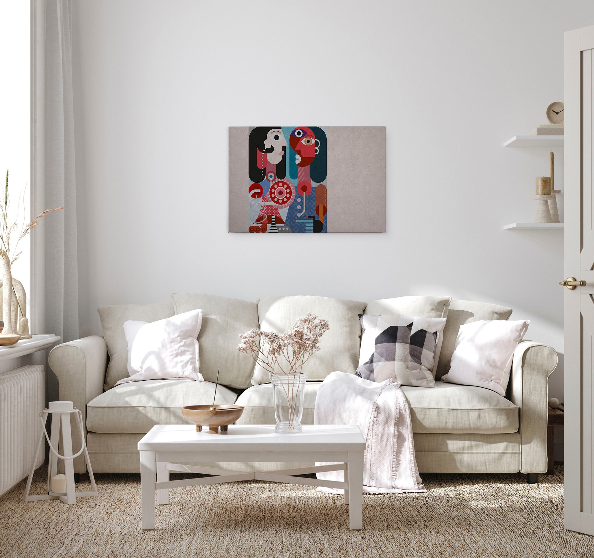 A.S. Création Leinwandbild »couples 3«, Kunst-Abstrakt-Kinder, (1 St.), Keilrahmen Bild Bunt Abstrakt Menschen Leinwand-Bild Wohnzimmer modern