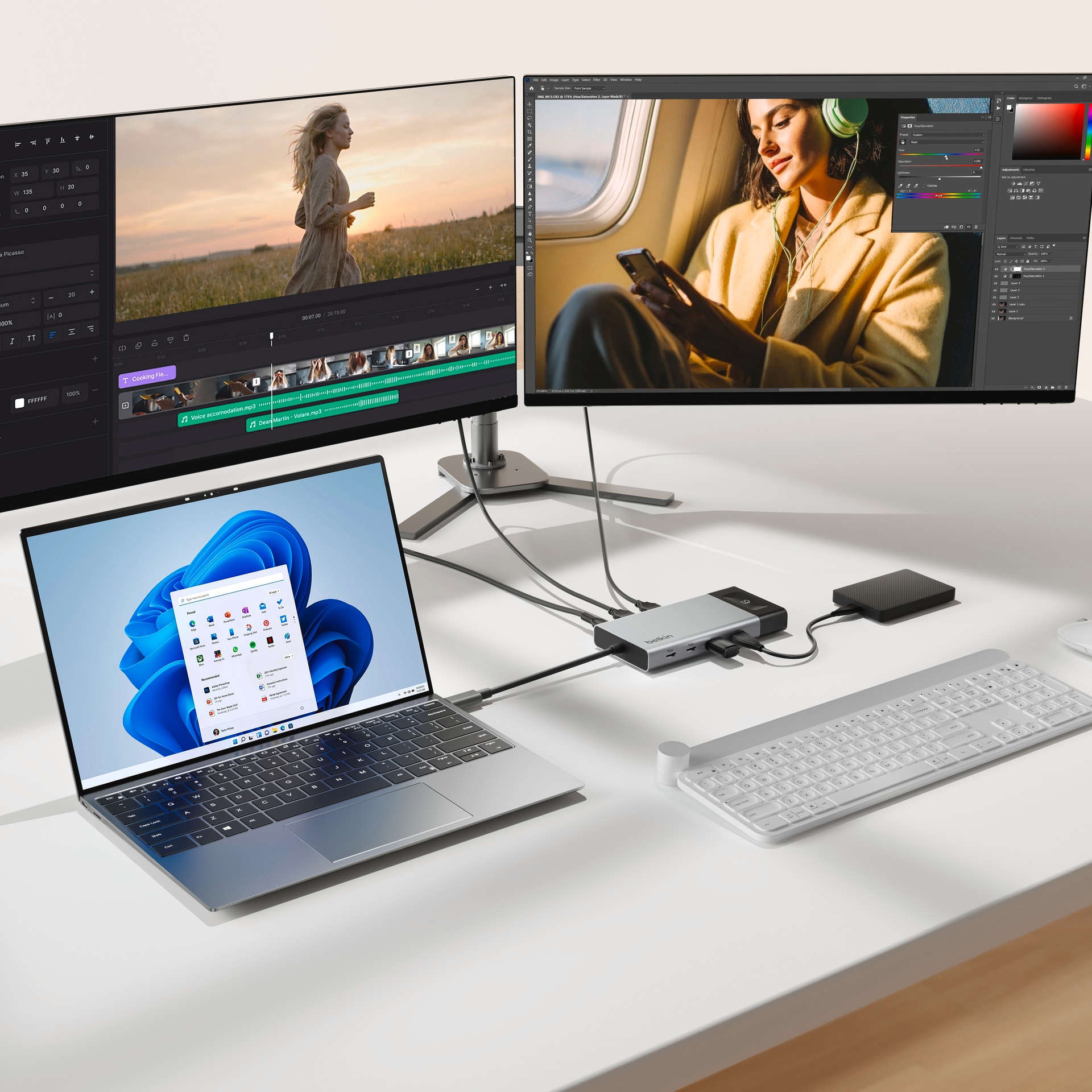 Belkin Laptop-Dockingstation »Connect 8-in-1 USB-C-Hub für zwei Bildschirme«