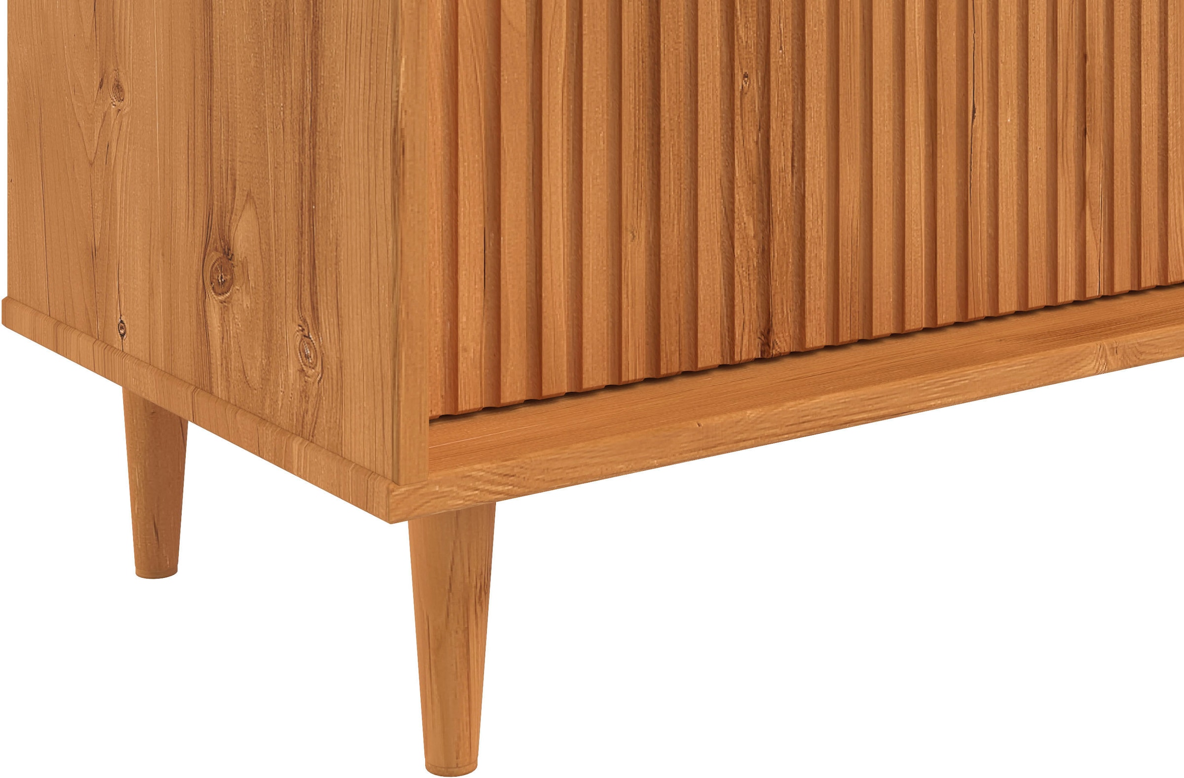 INOSIGN Highboard »Malmedy Front mit gefrästen Rillen«, Kommode Midischrank aus massivem Kiefernholz, Push-to-open, B 100 cm
