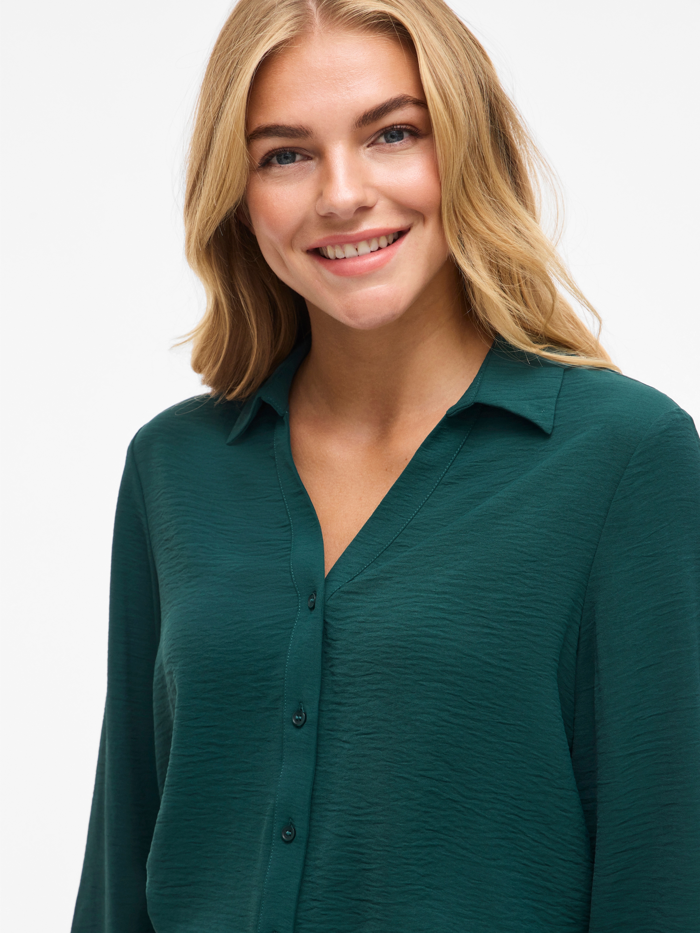 Vila Langarmbluse »VIJOSA L/S V-NECK SHIRT - NOOS«