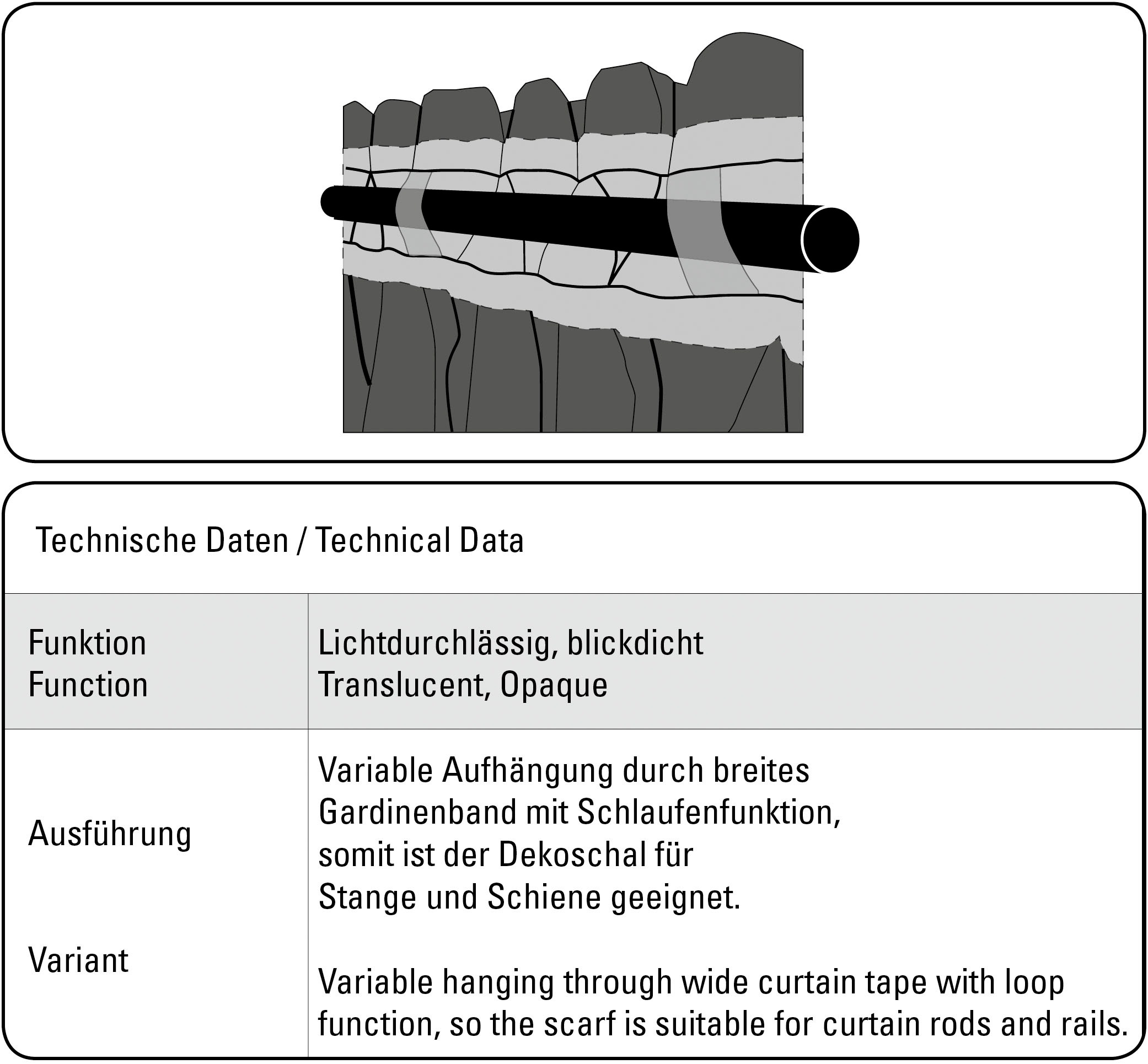 Gardine »Schal Rankenblätter«, (1 St.), mit Gardinenband und verdeckten Schlaufen