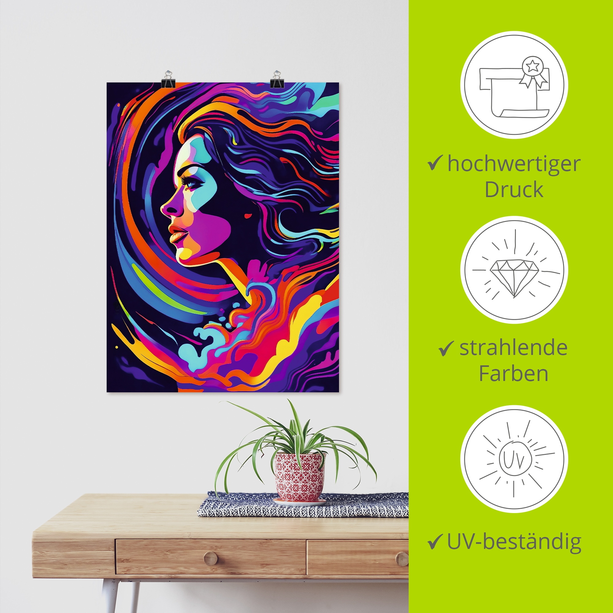 Artland Wandbild »Frau in bunten Farben« Bilder von Frauen 1 Stk. tlg. als Alubild, Leinwandbild, Poster, Wandaufkleber in verschied. Größen