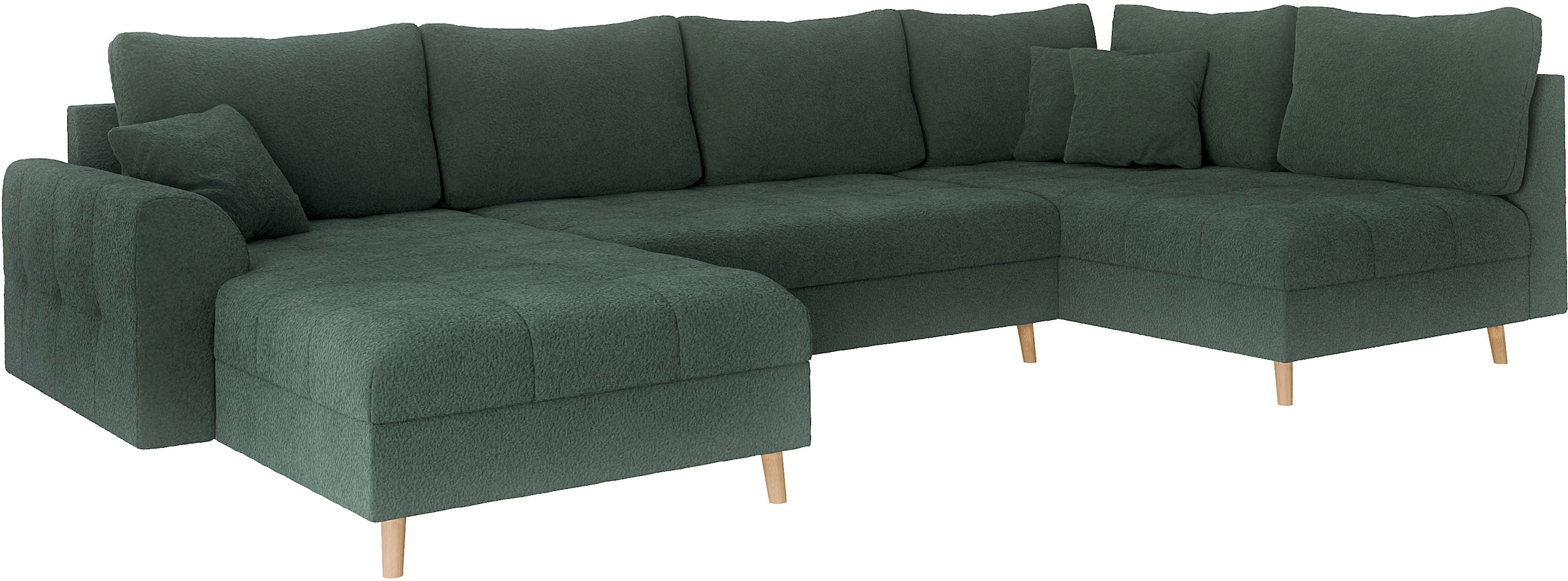Home affaire Wohnlandschaft »CHARRE U-Form mit Ottomane, Maße B/T/H: 310/161/81 cm«, feine Steppung, lose Rücken- und Zierkissen, auch in Cord und Bouclé