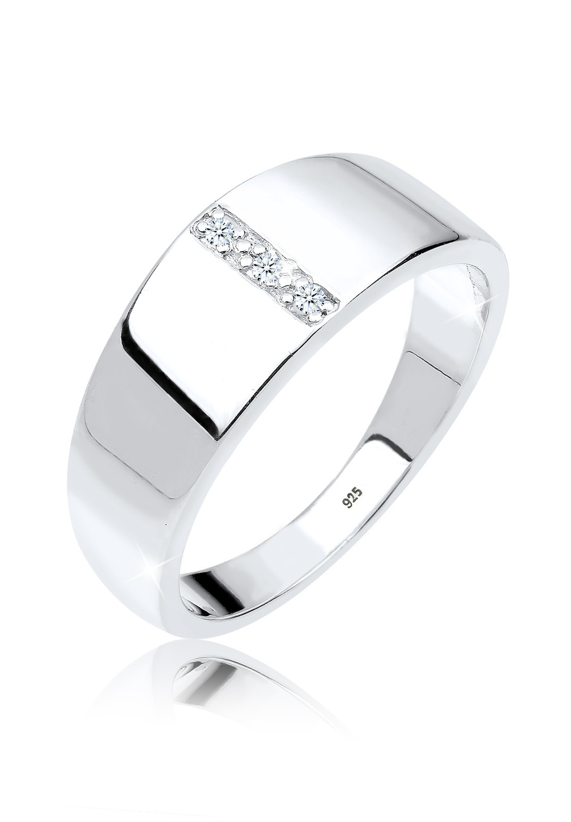 ELLI DIAMONDS Damen Verlobungsring "Basic Bandring Diamant (0.015 ct.) 925 Silber", 54mm, P1 = bei 10-facher Vergrößerung erkennbare Einschlüsse,