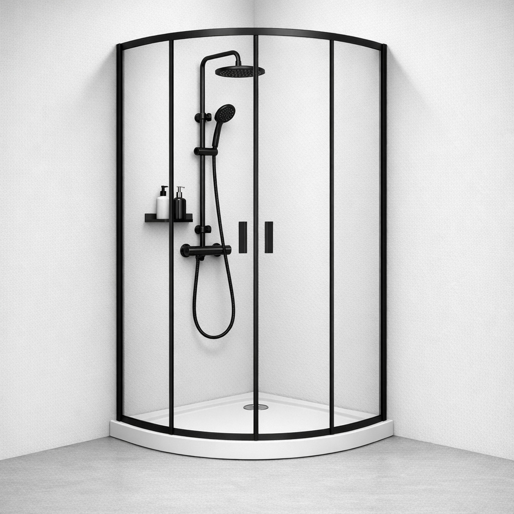 welltime Runddusche "Summer" Hohe 190 cm, 6mm ESG, Easy Clean, verbessertes Rollensystem