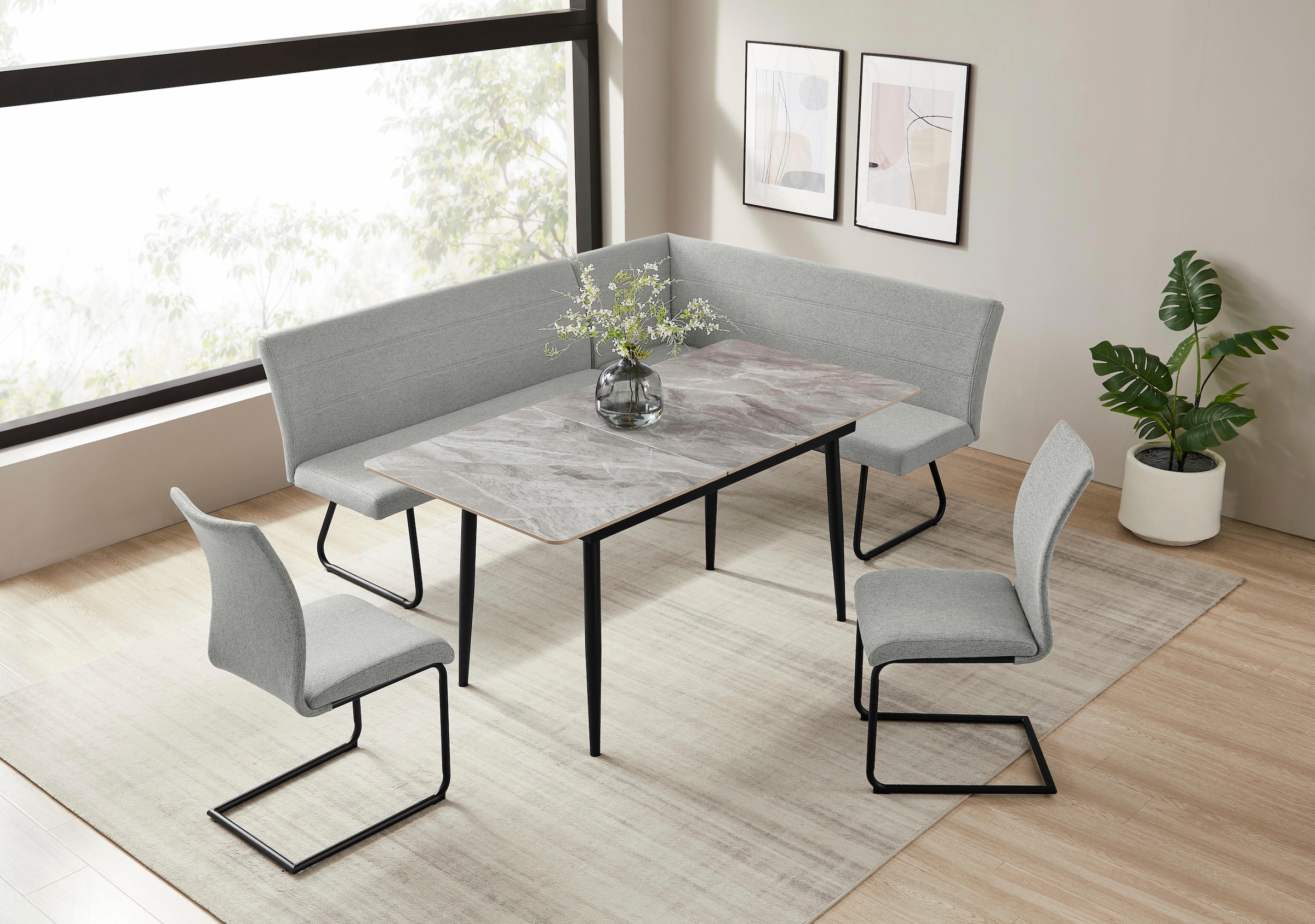 OTTO home Eckbankgruppe "Stevian" Set, 1 ausziehbarer Esstisch + 1 Eckbank günstig online kaufen