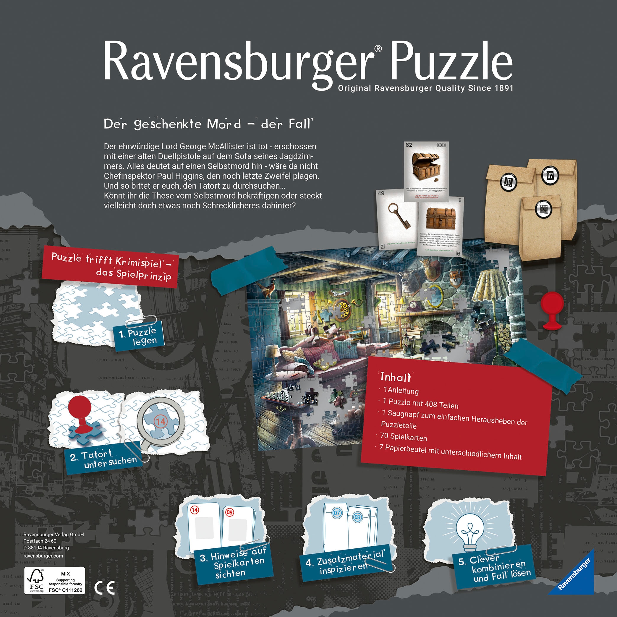 Ravensburger Puzzle »Puzzle X Crime: Der geschenkte Mord«, Made in Europe, FSC® - schützt Wald - weltweit