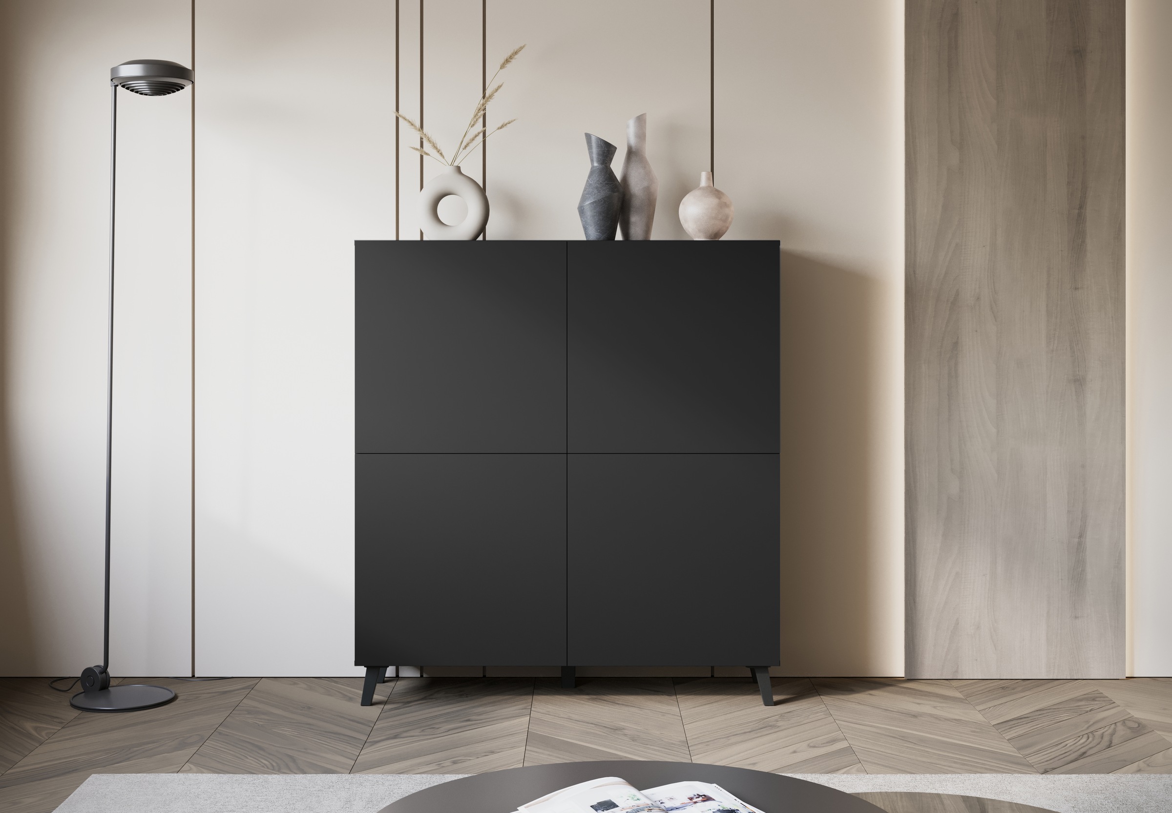 Home affaire Highboard "HIGHBOARD PHUKET II, Stilvolle, grifflose Hochkommo günstig online kaufen