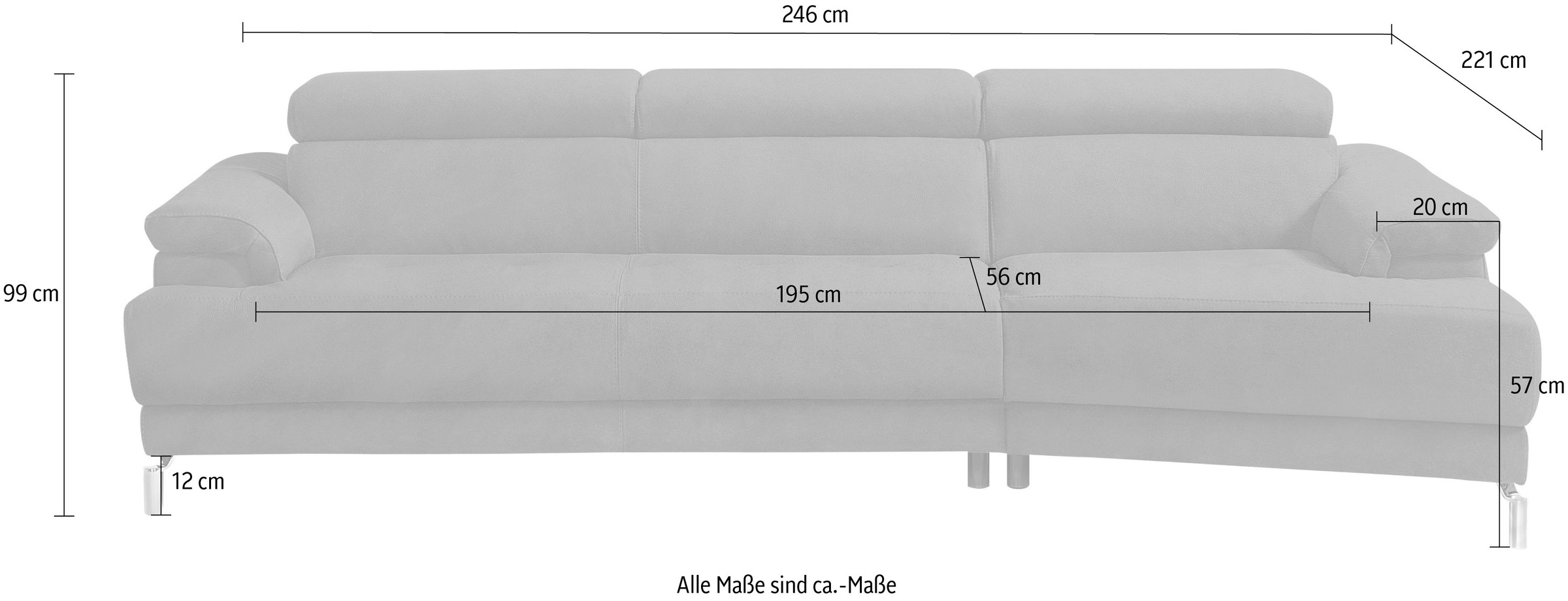 Egoitaliano Ecksofa »Soul, extravagantes Designsofa, Megasofa, super bequem, tolle Details«, mit Trapez-Abschlußelement, inkl verstellbarer Kopfteile