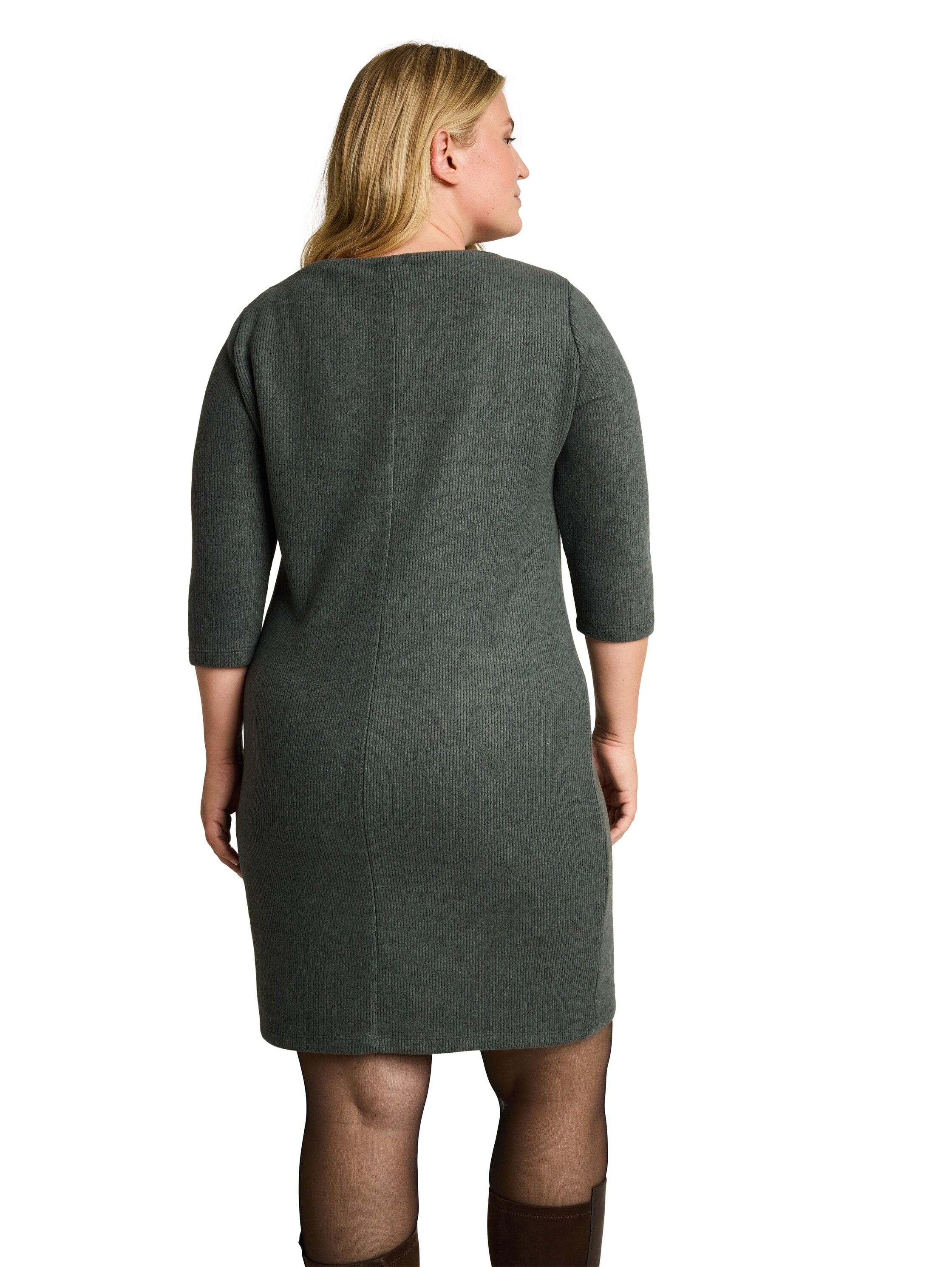 TOM TAILOR PLUS Strickkleid Ohne Taschen 3/4-Arm- Kleid / Rundhals / Große Größen