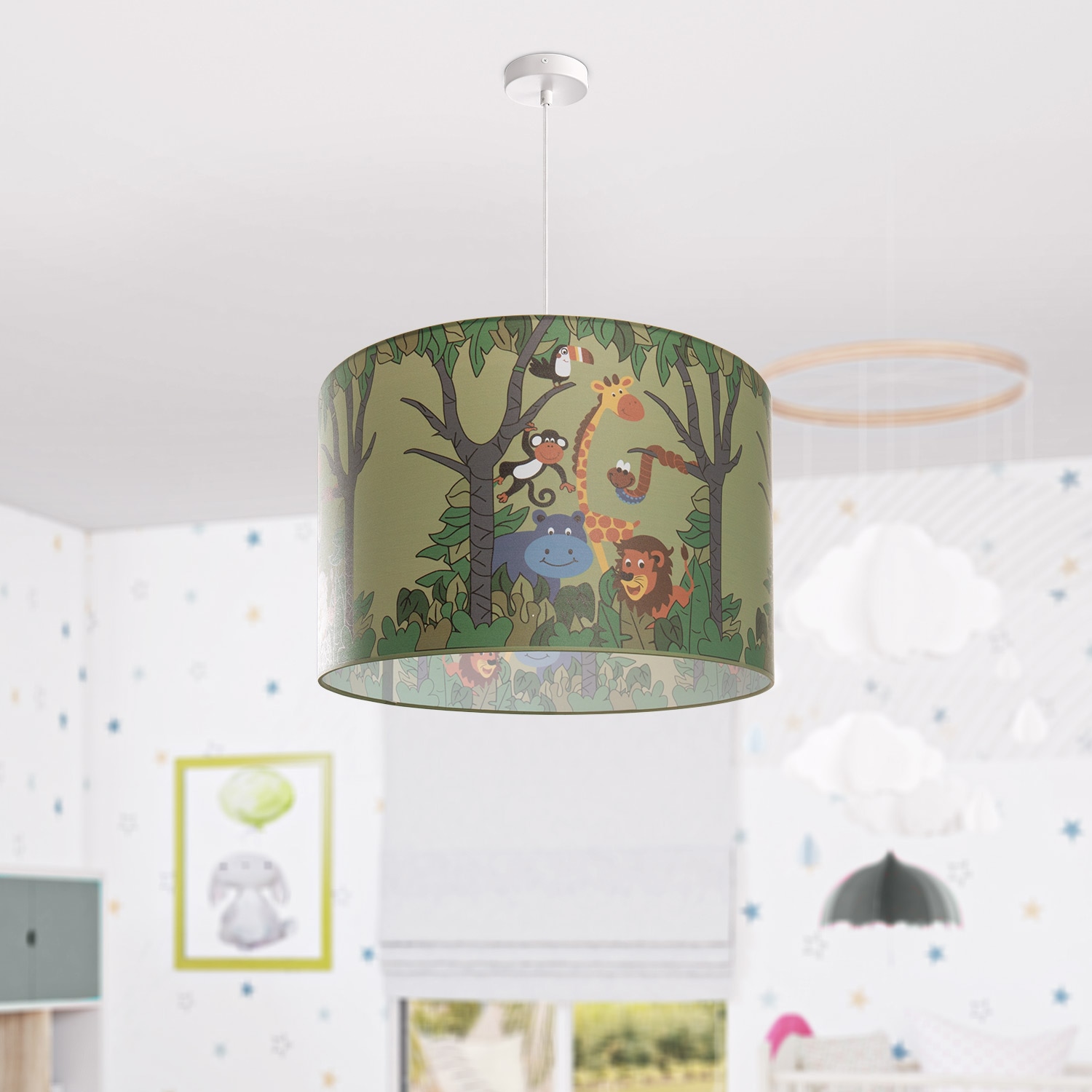 Paco Home Pendelleuchte »Diamond 638«, 1 flammig-flammig, Kinderlampe  Deckenlampe LED Kinderzimmer Dschungel Tier-Motiv E27 | BAUR