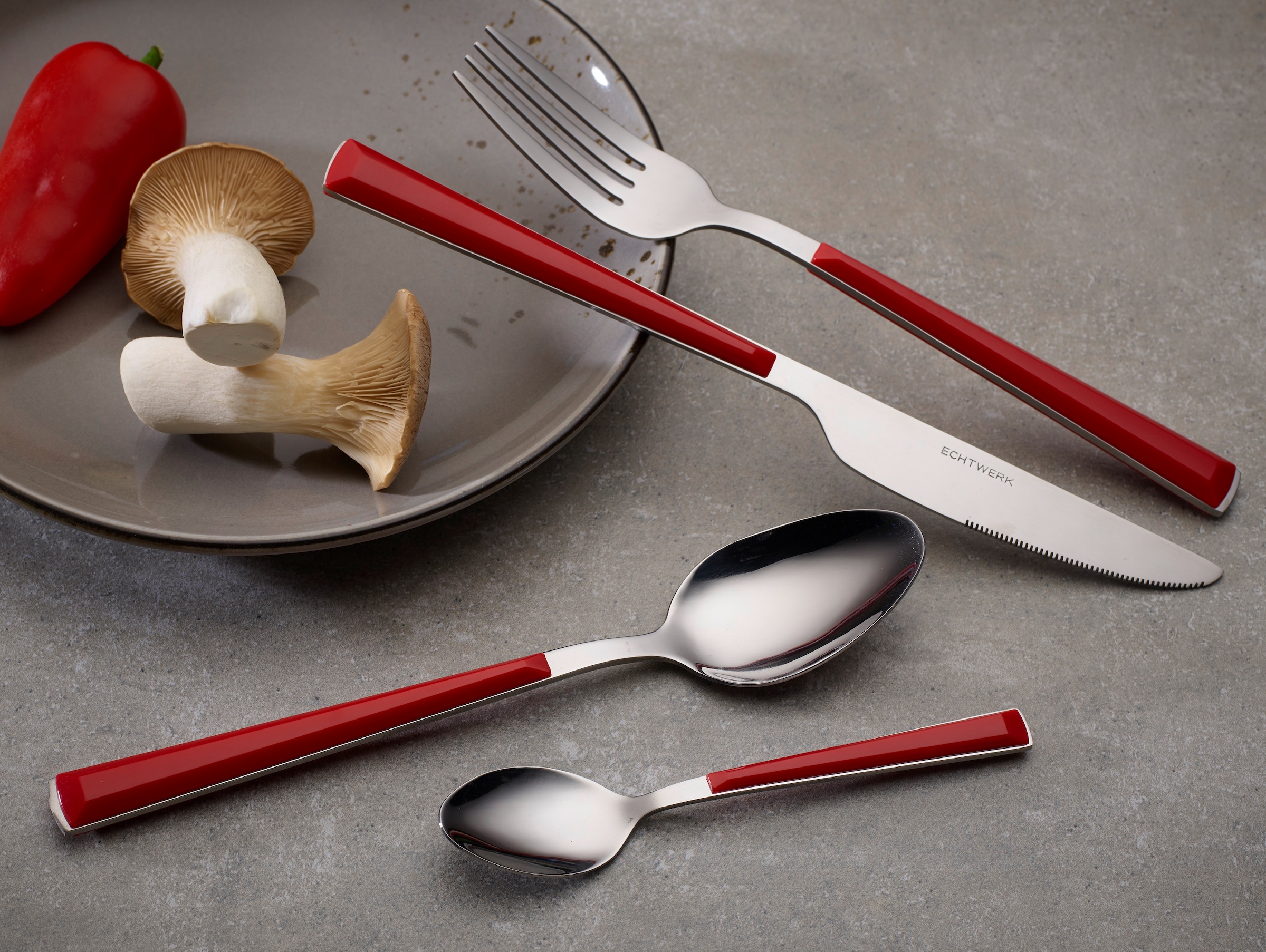 ECHTWERK Besteck-Set »Basic«, (Set, 24 tlg.), Camping/Picknickbesteck, Kunststoffgriffe