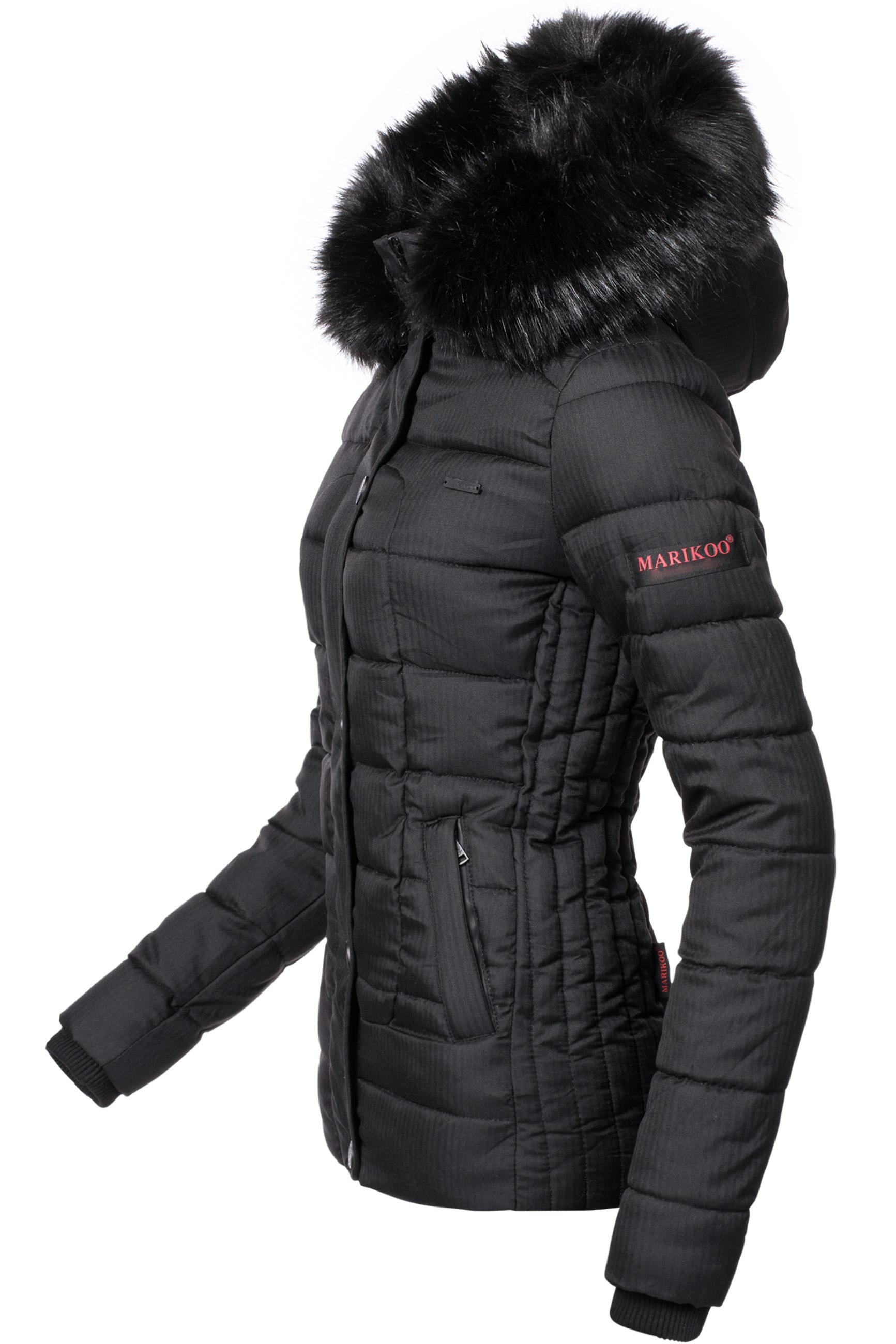 Marikoo Steppjacke »Unique«, mit Kapuze, modische Winterjacke mit Kunstpelz-Kapuze