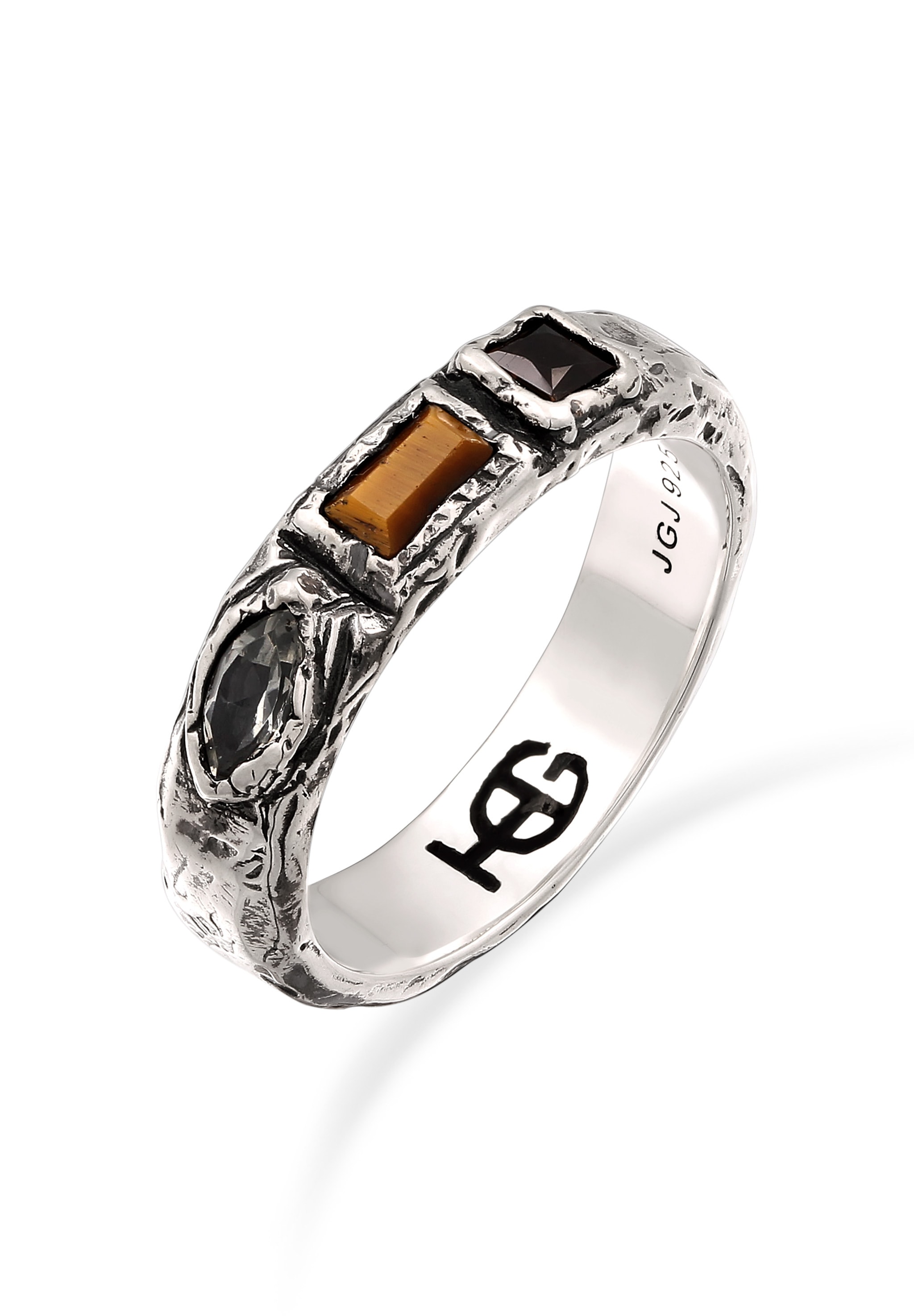 HAZE & GLORY Partnerring »Ring Ring Unisex Quarz Braun 925 Sterling Silber«