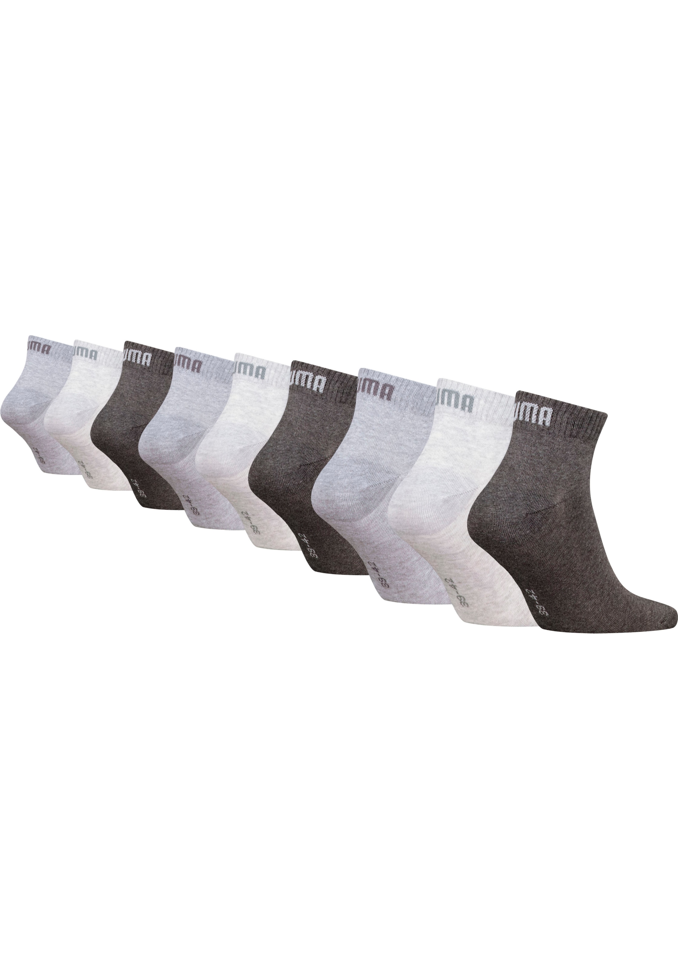 PUMA Kurzsocken, (9 Paar), mit Rippenbünchen, Logostickerei