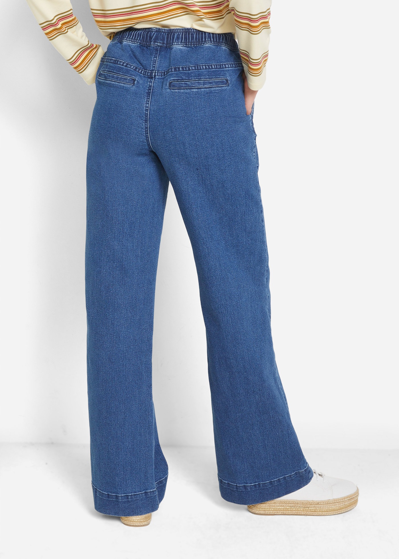bonprix Weite Jeans "Wide Leg Jeans Mid Waist, Stretch" Loose Fit Passform, günstig online kaufen