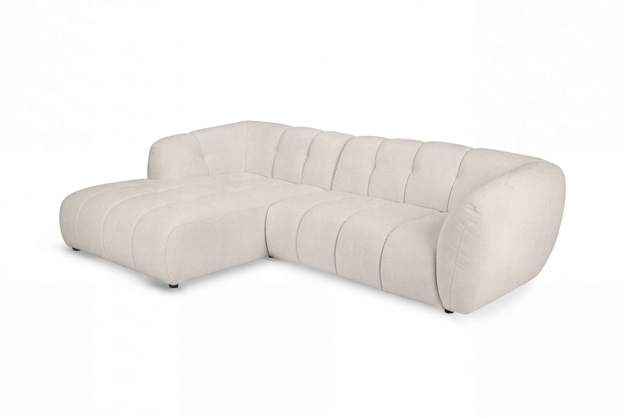 OTTO home Ecksofa »Gerron, Struktur-Chenille-Stoff mit Mélange-Effekt« Breite 271 cm, L-Form, vertikale Steppung, organische Rundungen