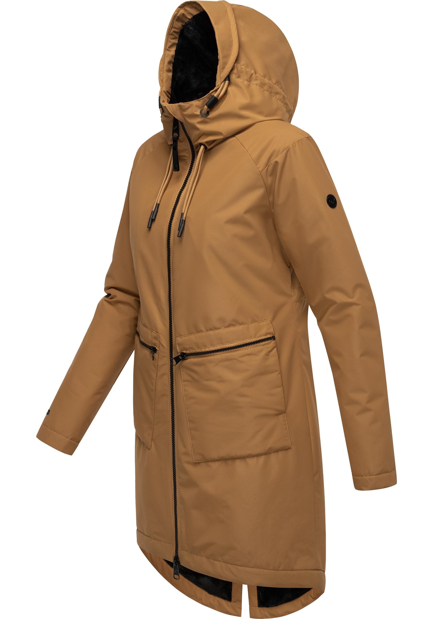 Ragwear Kurzmantel »Holstic«, Wasserdichter Damen Wintermantel mit Kunstfell am Kragen