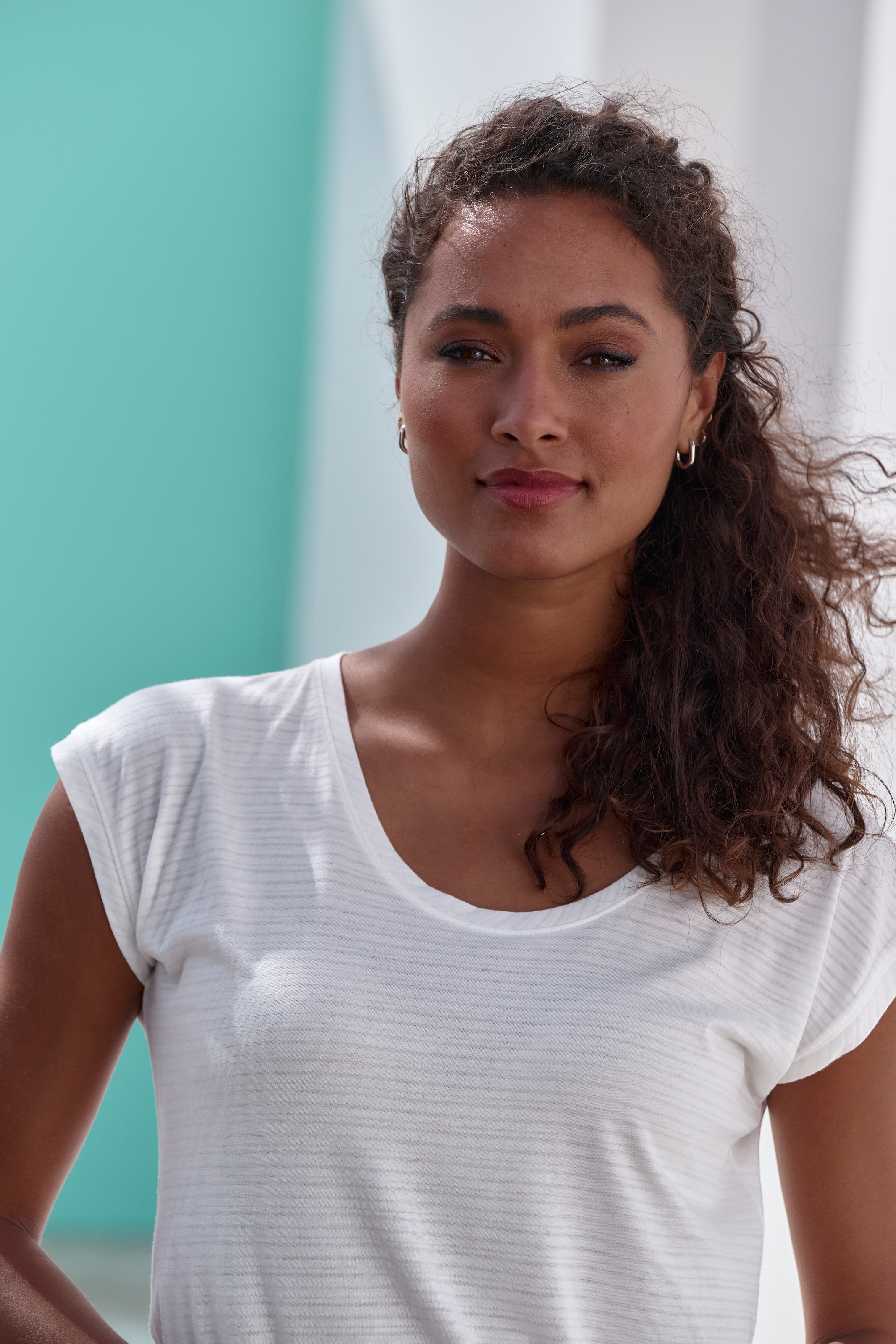 Beachtime Kurzarmshirt »mit leicht transparenten Streifen«, aus weicher Baumwoll Qualität