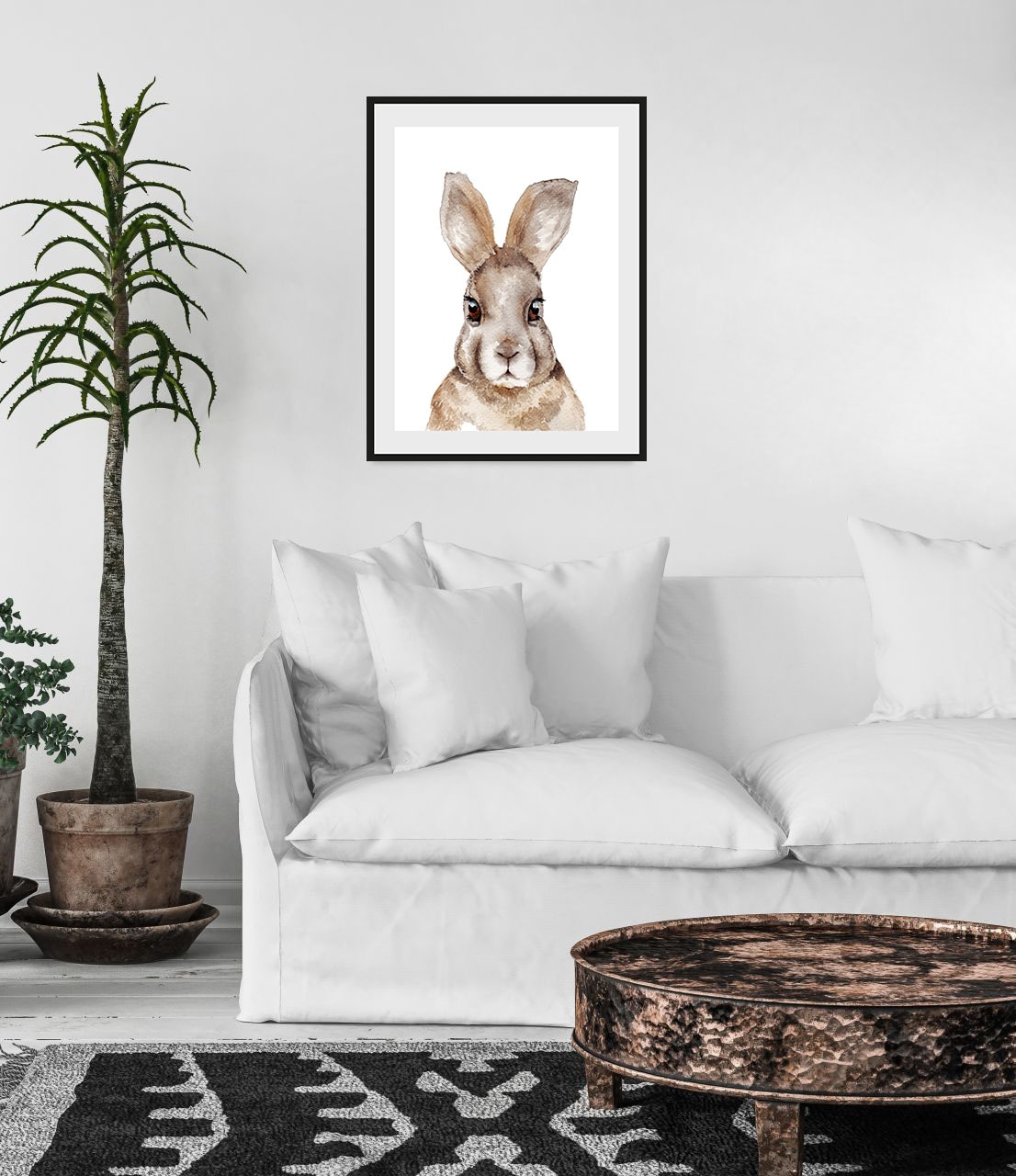 queence Bild »Lova«, Hase-Hasen-Kunst-Haustiere, (1 St.), HD Premium Poster-Druck inkl. Holzrahmen