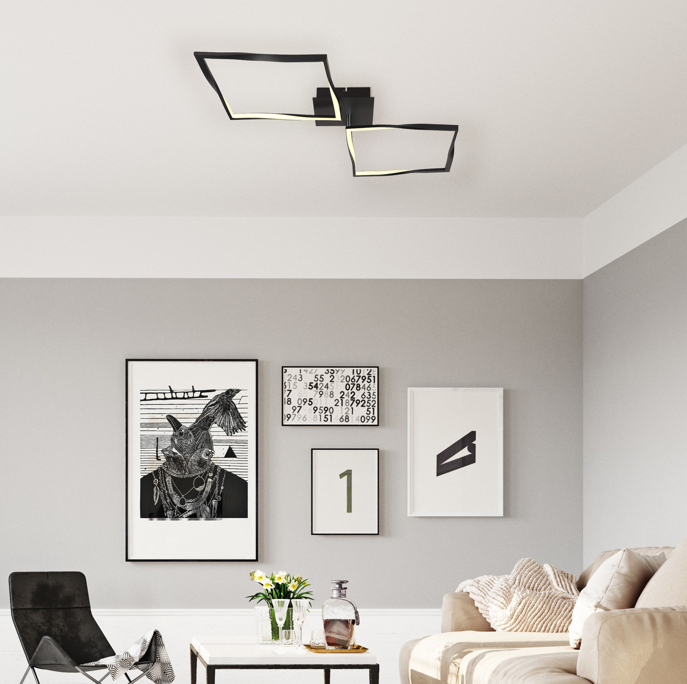 GLOBO LIGHTING Deckenleuchte »MAXXY« LED-Modul 1 Stk. Warmweiß Deckenlampe Wohnzimmer-Leuchte Schlafzimmer-Leuchte Flur Küche