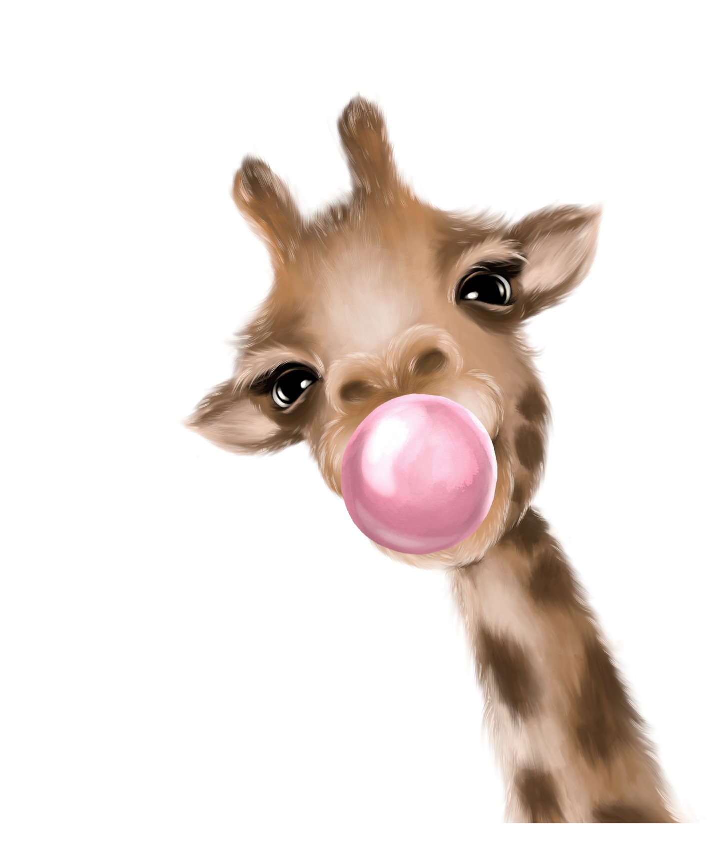 Lüttenhütt Poster "Giraffe mit Kaugummi in Rosa", Fantasy-Giraffe-Giraffen günstig online kaufen