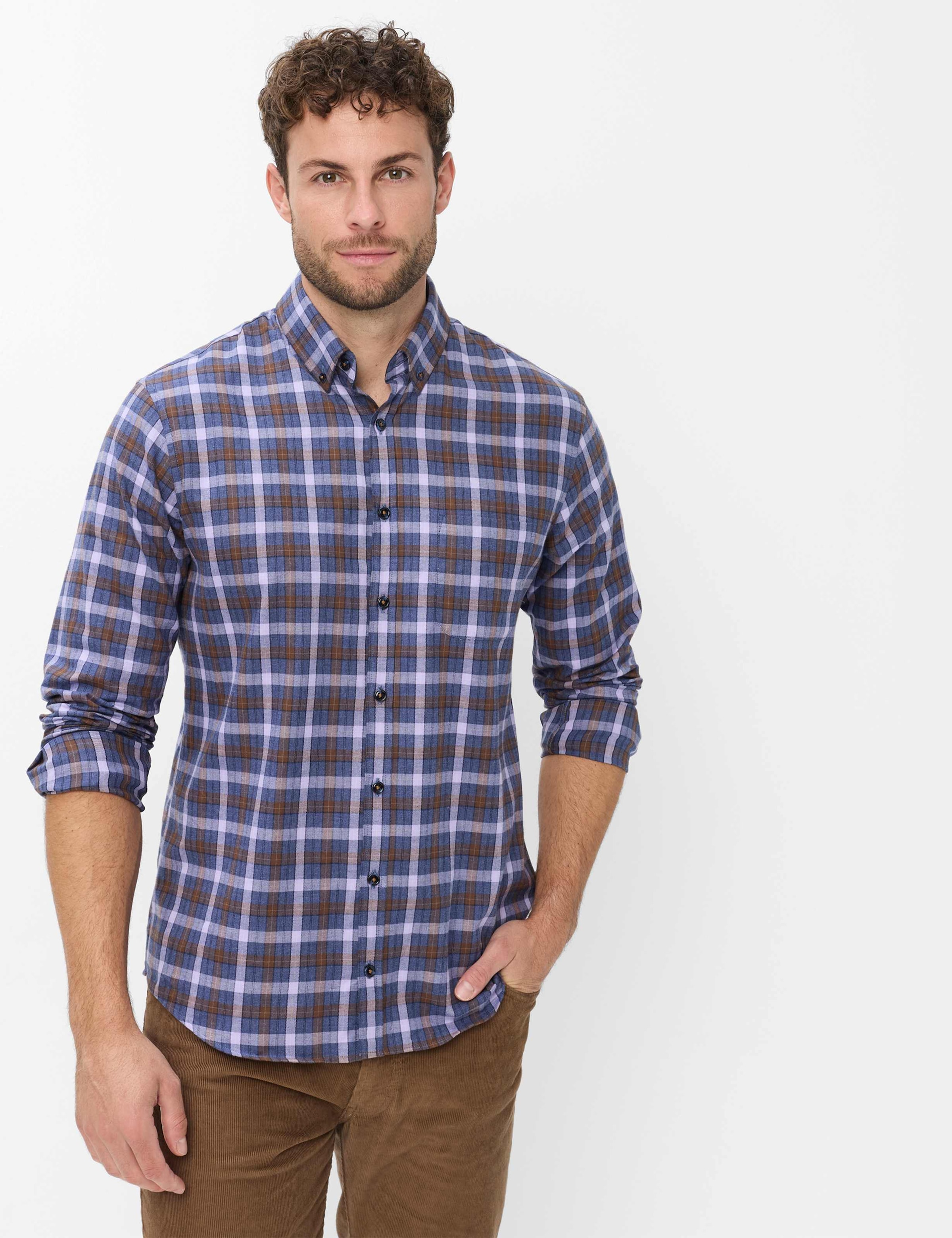 Brax Businesshemd »Style DANIEL« Flanell: Karohemd aus reiner Baumwolle