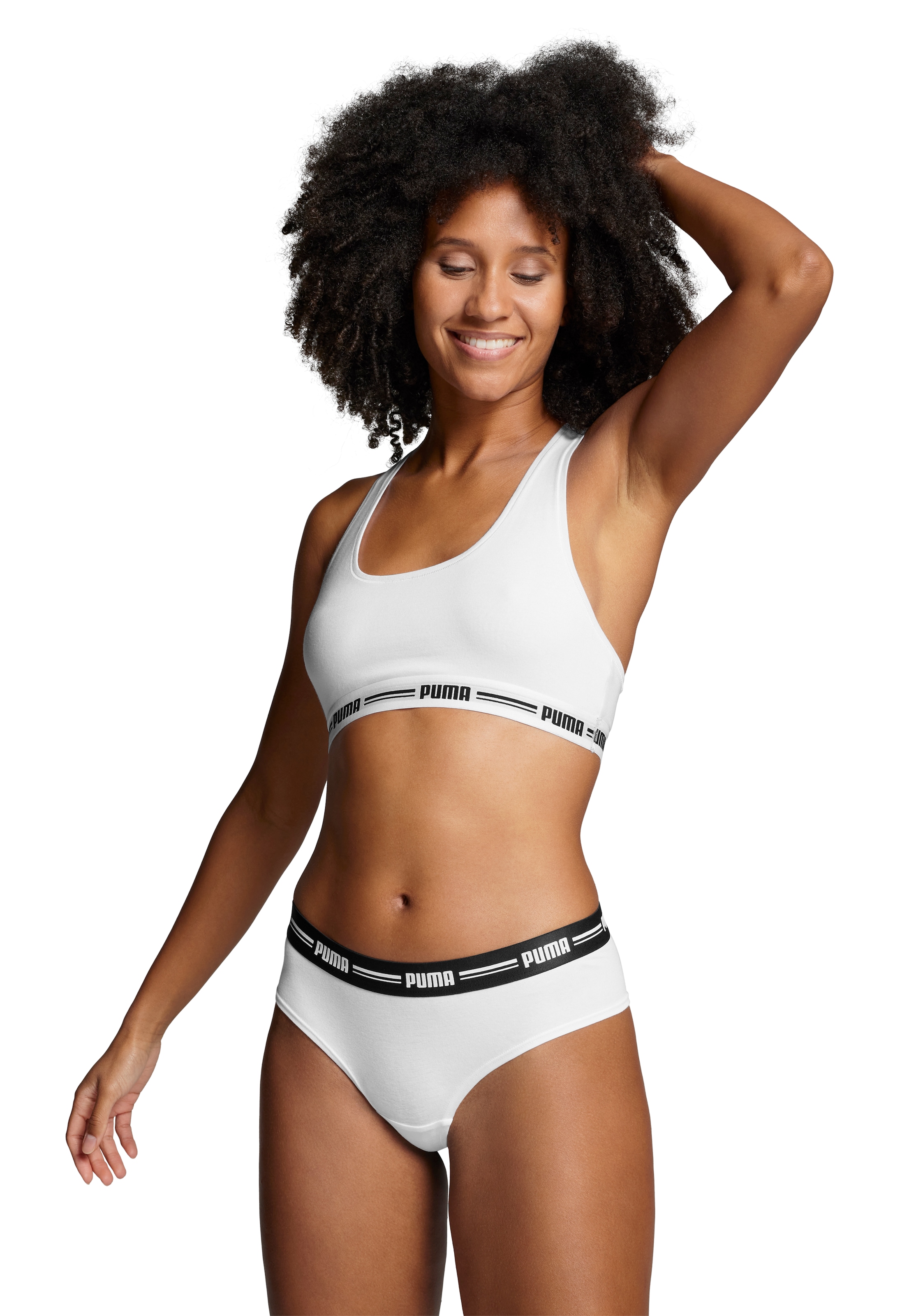 PUMA Brasilslip »PUMA WOMEN BRAZILIAN 2P PACK«, (2er Pack), Breiter elastischer Logobund