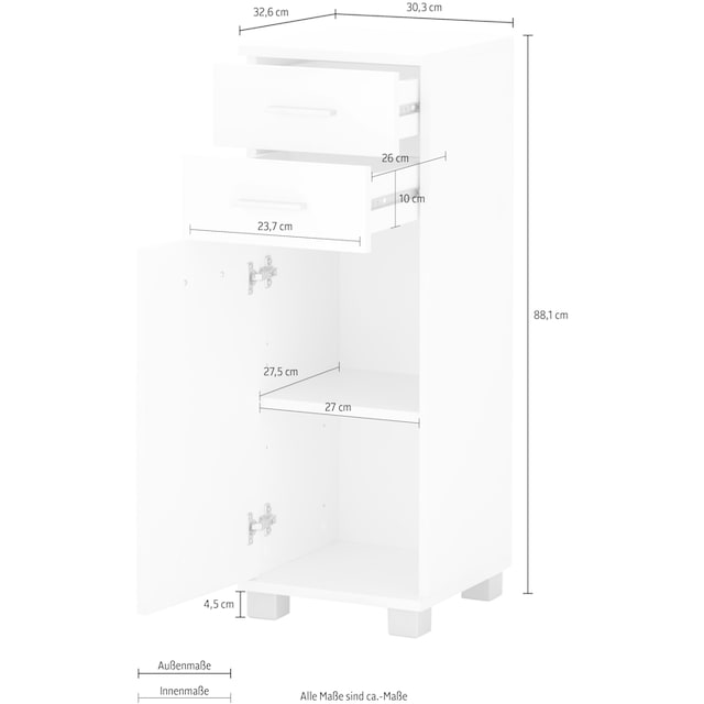 Schildmeyer Unterschrank »Lagona«, Breite 30,3 cm, wechselbarer  Türanschlag, Einlegeboden, 2 Schubladen bestellen | BAUR