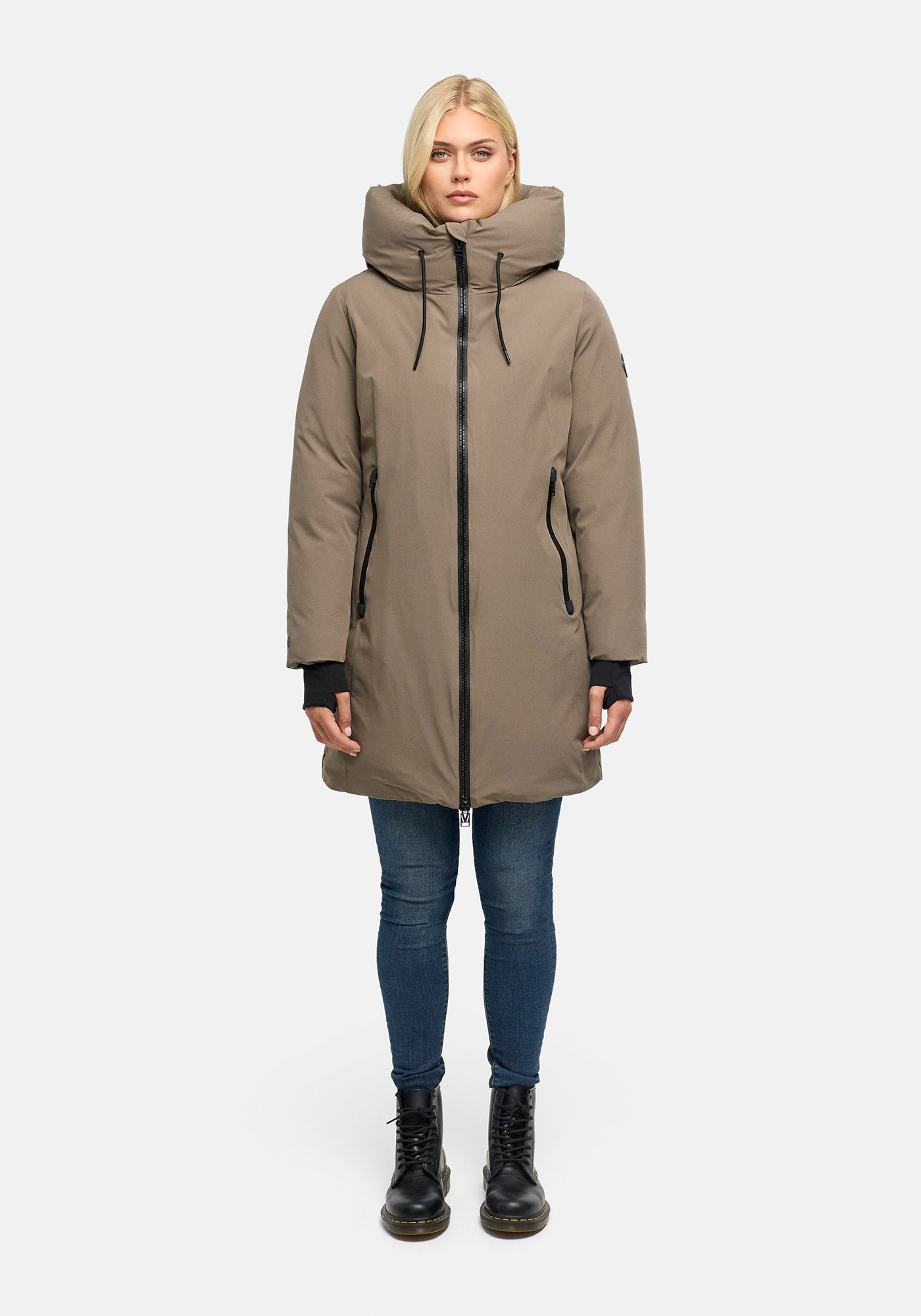 Marikoo Winterjacke "Polarhäschen" mit Kapuze Wintermantel mit Kapuze, Stehkragen, taillierte Rückenpartie