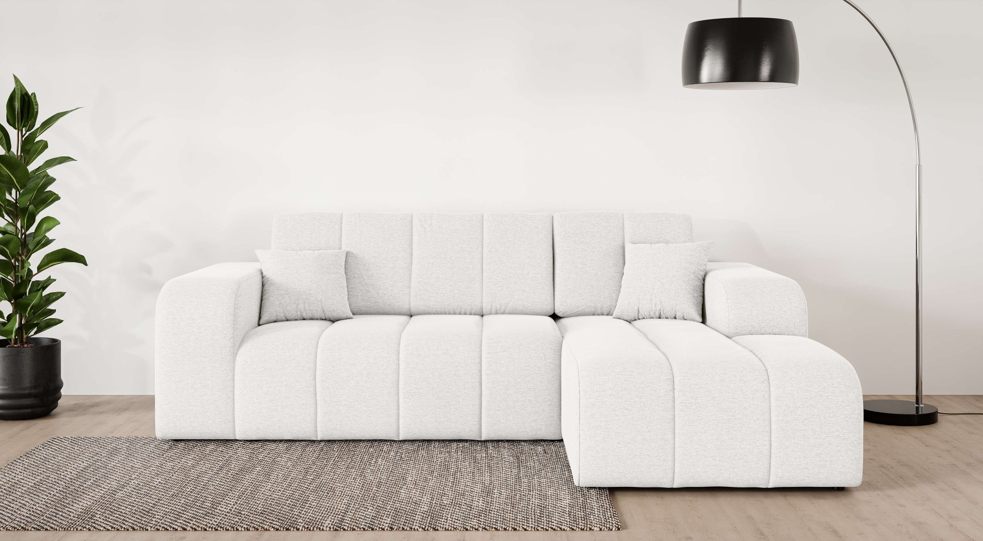 OTTO home Ecksofa "CASSY L-Form, Schlafsofa mit Bettkasten, Maße B/T/H: 245/165/88 cm" mit 2 Rückenkissen, Recamiere rechts oder links bestellbar