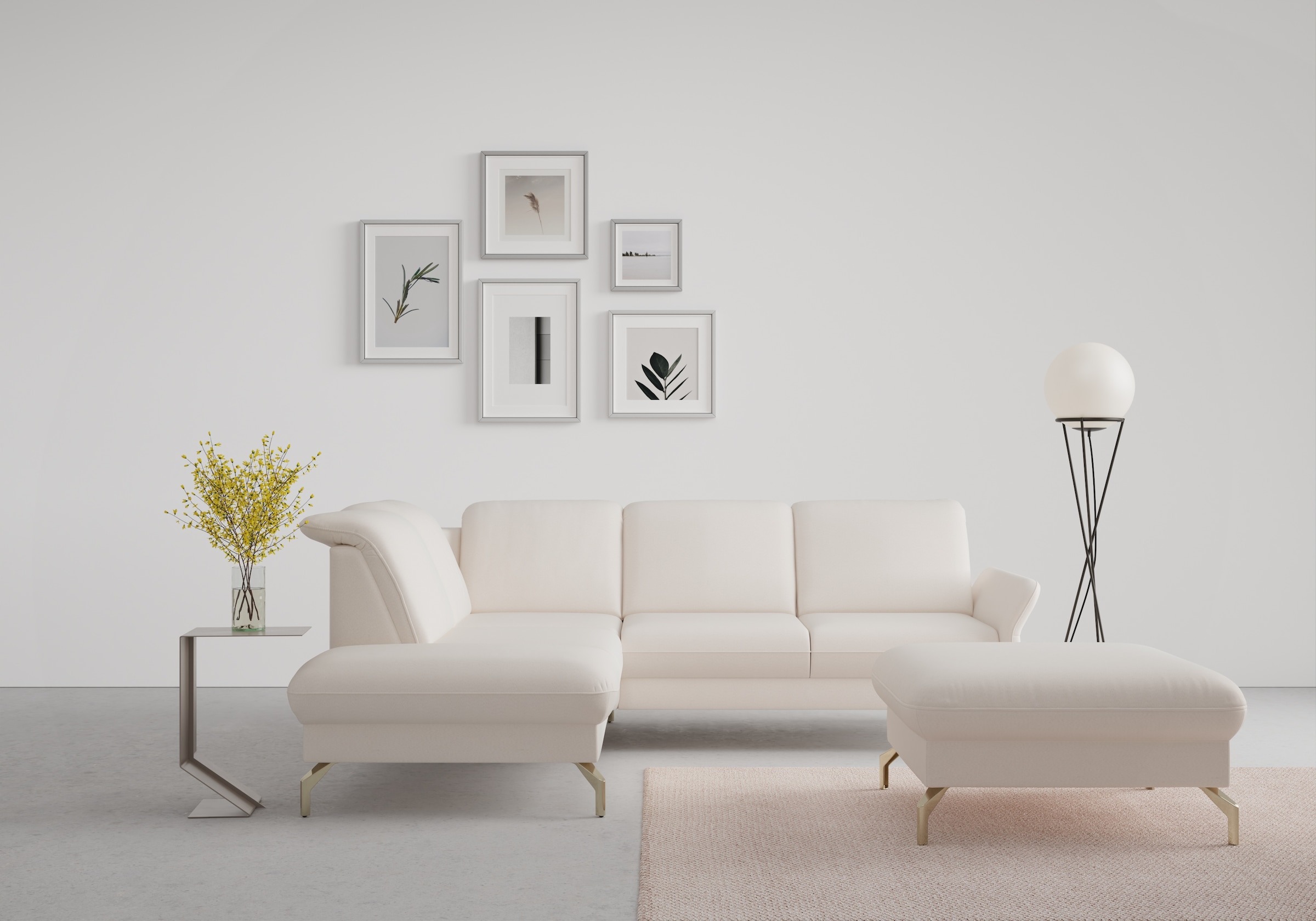 sit&more Ecksofa "Fashion L-Form" wahlweise mit Kopfteilverstellung, Vorziehsitz, motorisch, Nickelfüße