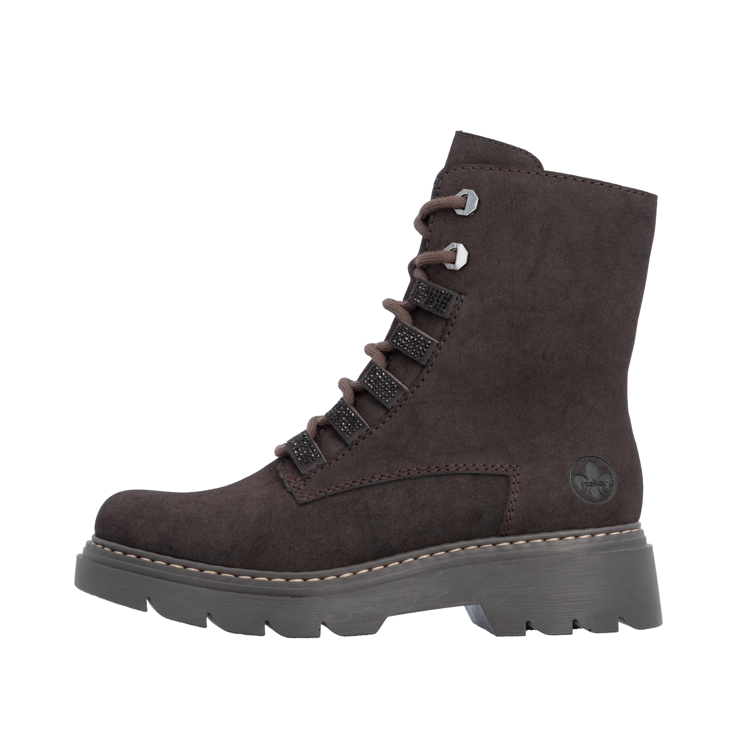 Rieker Schnürstiefelette  Schnürboots, Herbststiefelette mit Glitzersteinchen