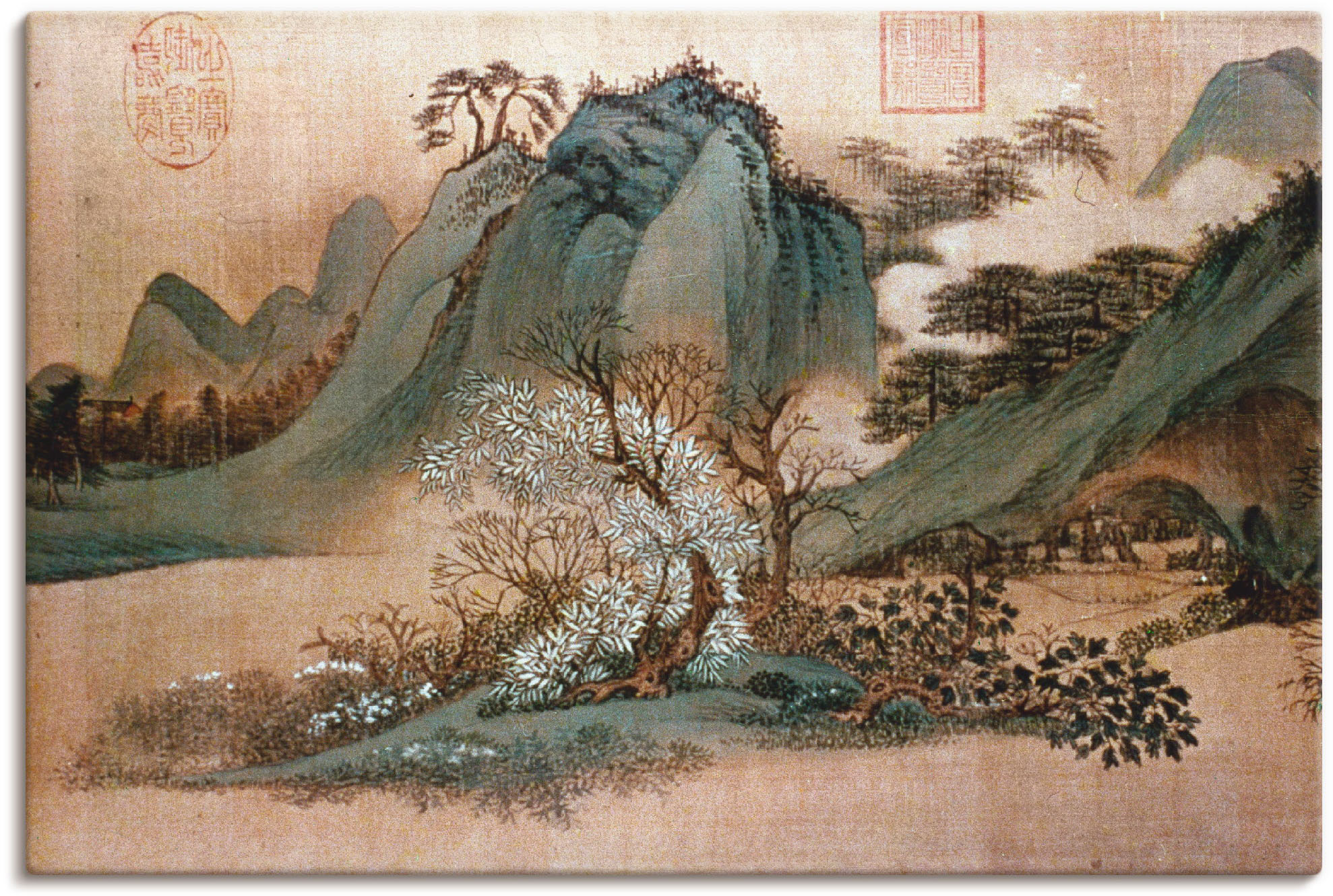Artland Wandbild "Weiße Wolken und grüne Berge" Asien 1 Stk. tlg. als Leinwandbild, Poster in verschied. Größen