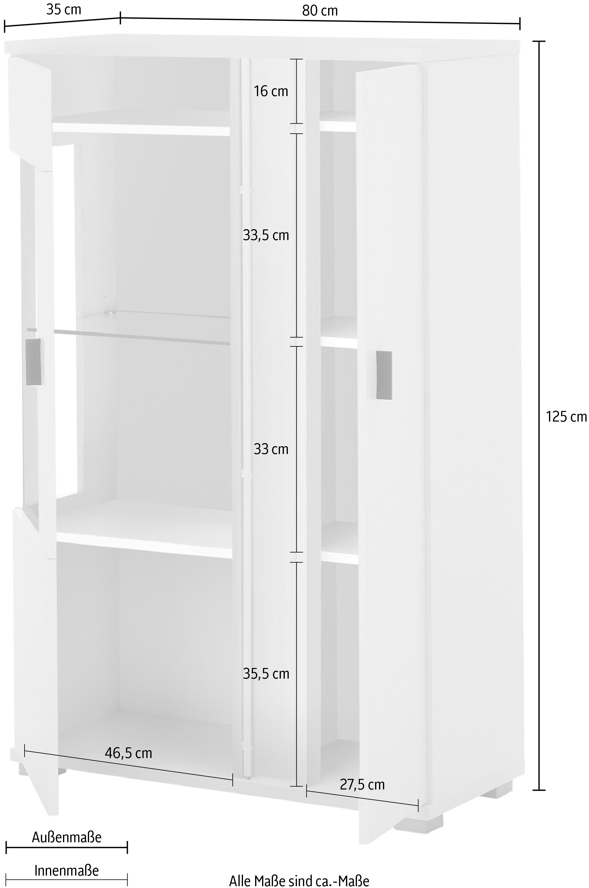 INOSIGN Vitrine »LONG ISLAND, Stauramvitrine«, (1 St.), in moderner Trendfarbe,inklusive senkrechter Beleuchtung,Breite 80 cm