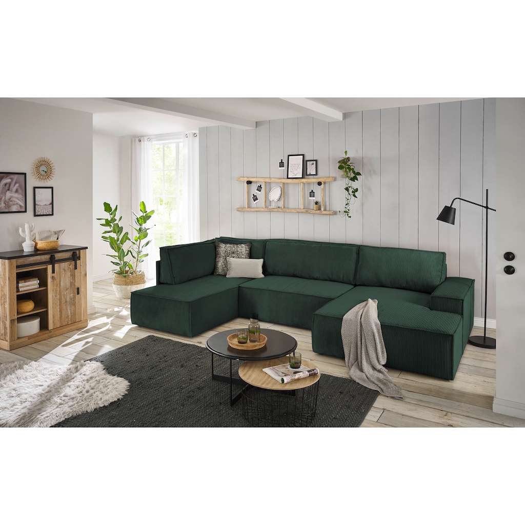 Home affaire Wohnlandschaft »SHERWOOD XXL 329 cm Schlafsofa, U-Form«