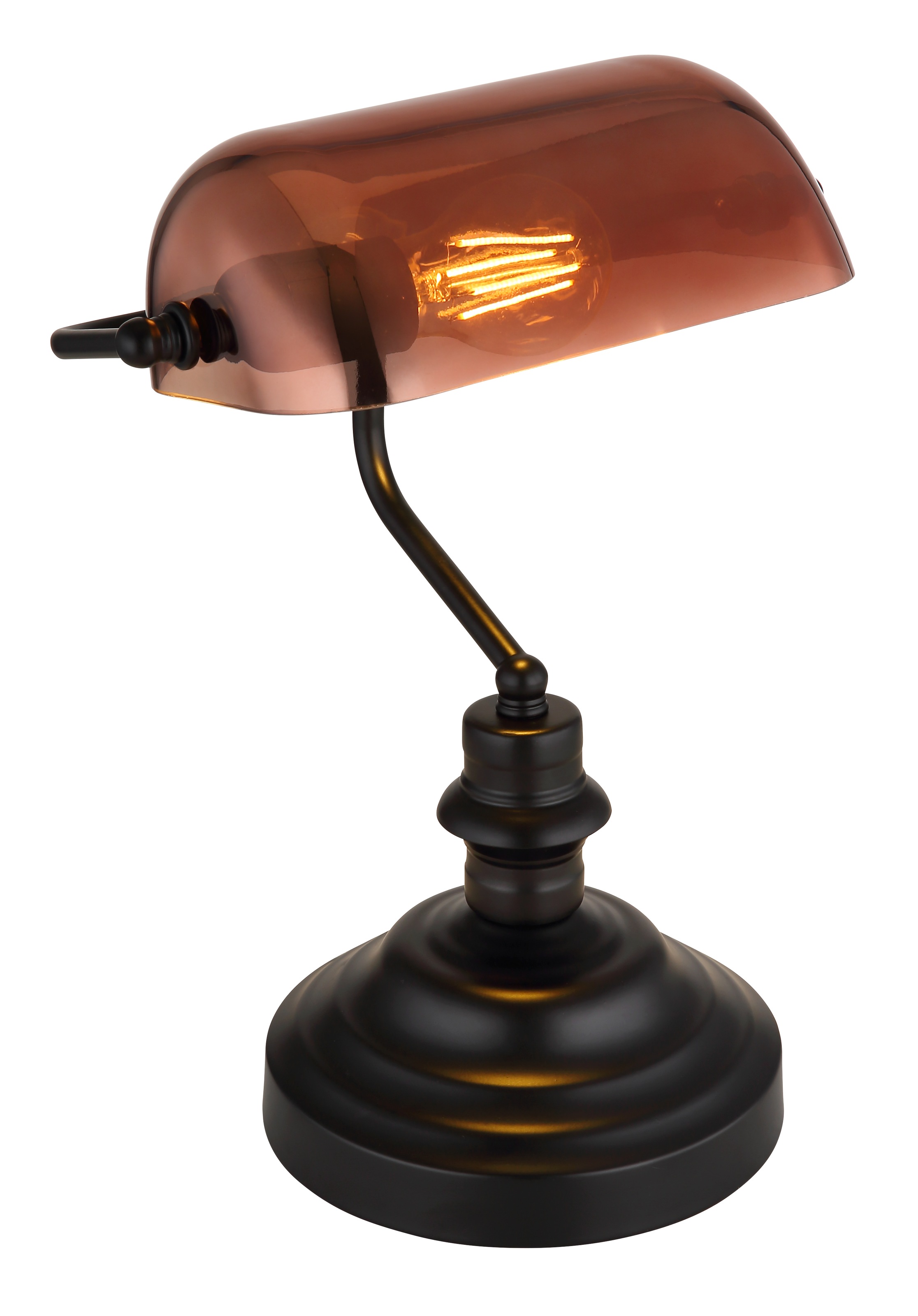 GLOBO LIGHTING LED Tischleuchte »ANTIQUE«, 1 flammig, Leuchtmittel E27 | ohne Leuchtmittel, Bankerleuchte Bankerlampe