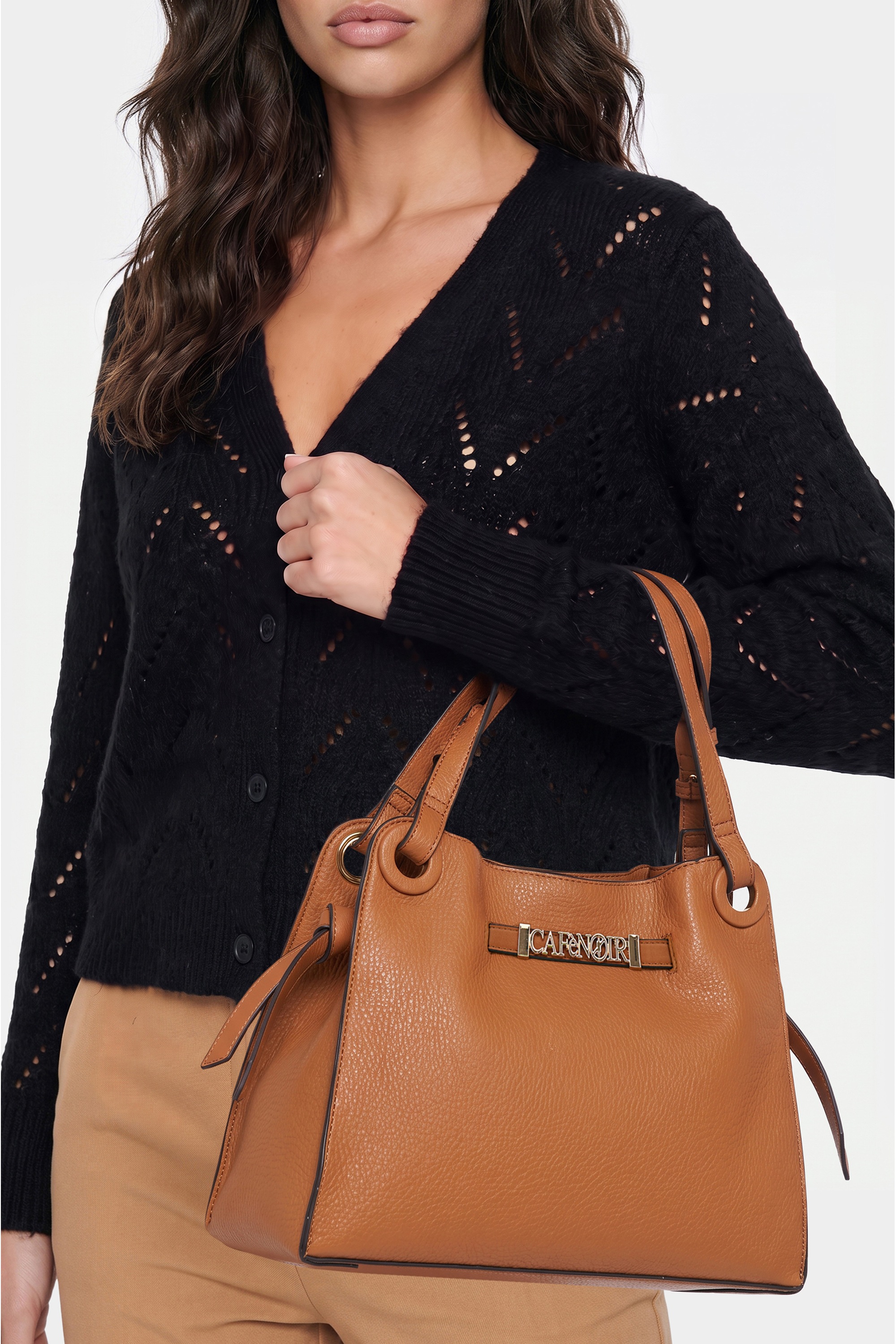 CAFèNoir Tragetasche »TOTE BAG WITH LETTERING C3WD1109 Damen« Tragetasche Damen, Shopper, Einkaufstasche, Fashion, Lifestyle, Sale